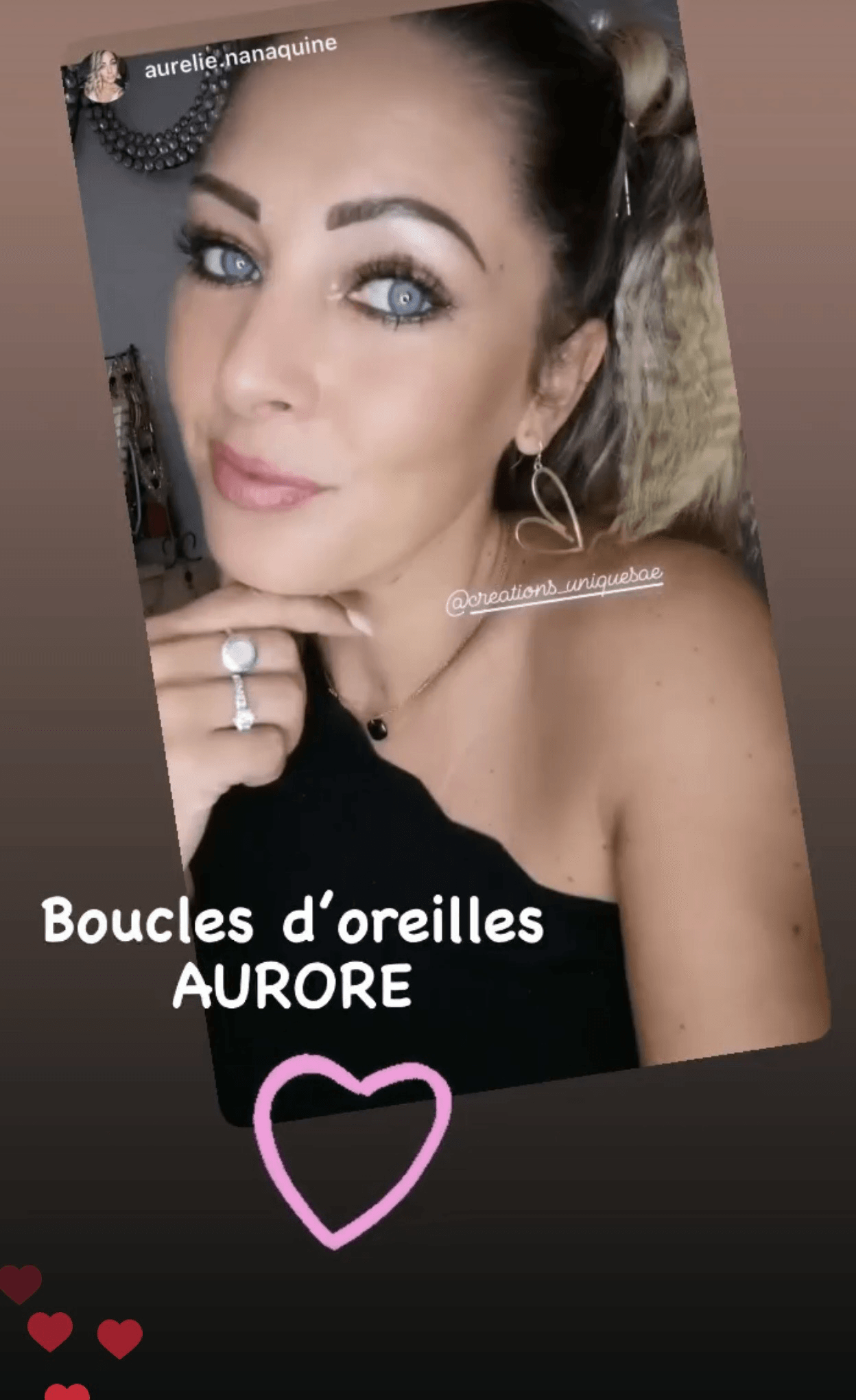 Boucles d’oreilles AURORE cœurs dorés - Créations Uniques - Créations Uniques