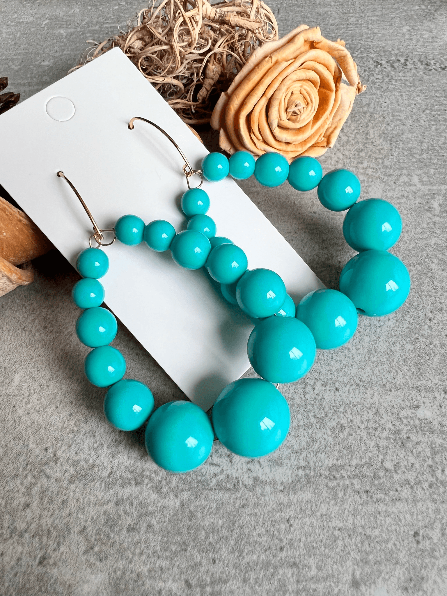 Boucles d’oreilles VINCIANE perles bleues turquoises- Créations Uniques - Créations Uniques