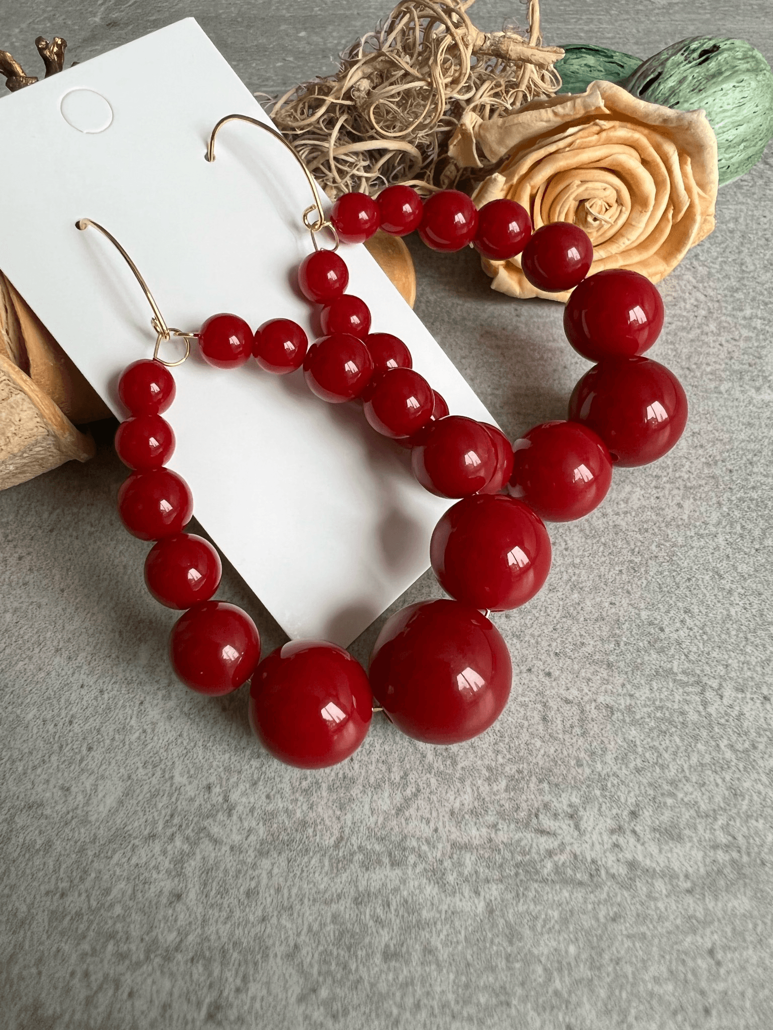 Boucles d’oreilles VINCIANE perles bordeaux - Créations Uniques - Créations Uniques