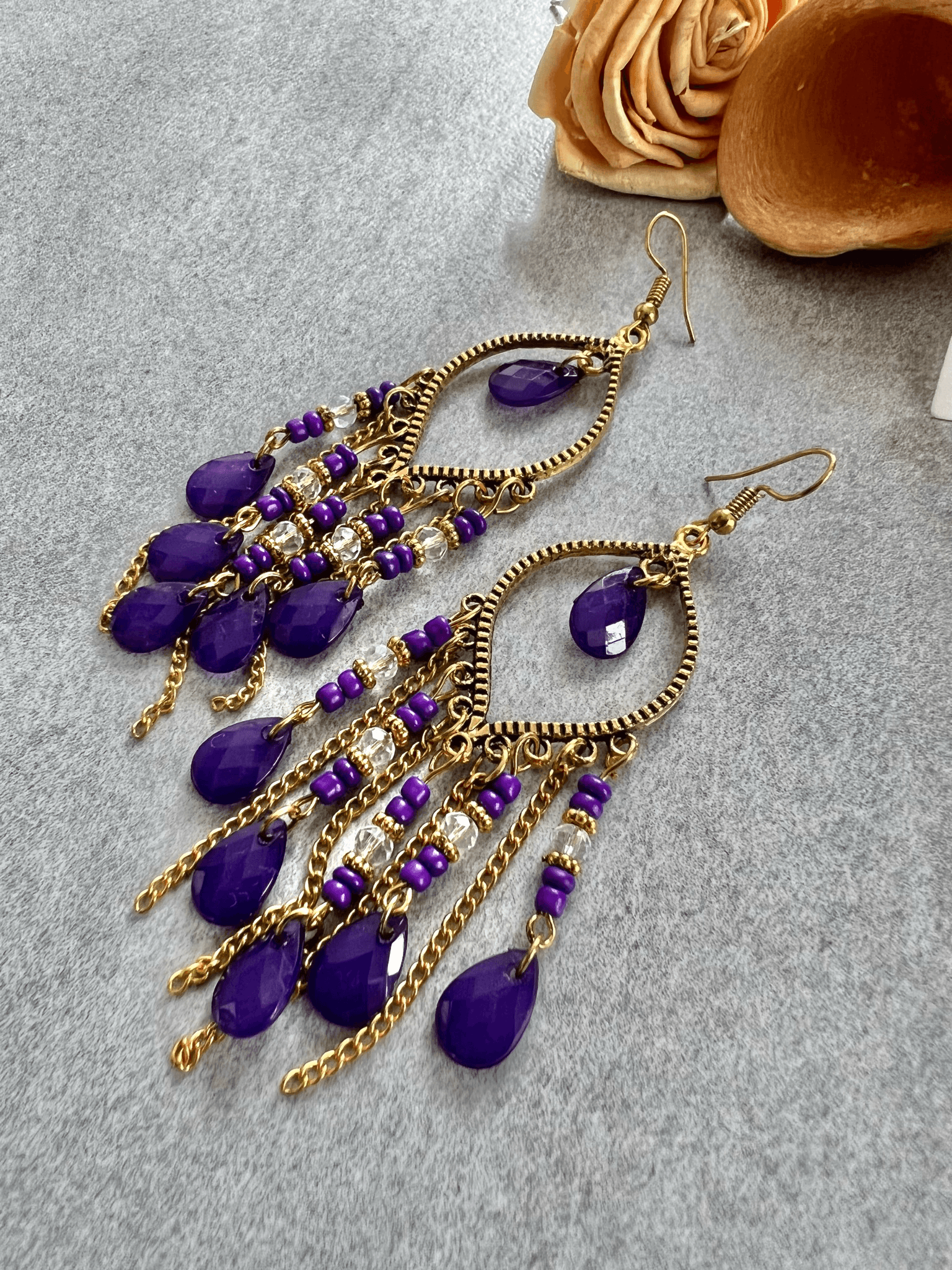 Lot SOLANGE 4 paires style bohème chic - Créations Uniques