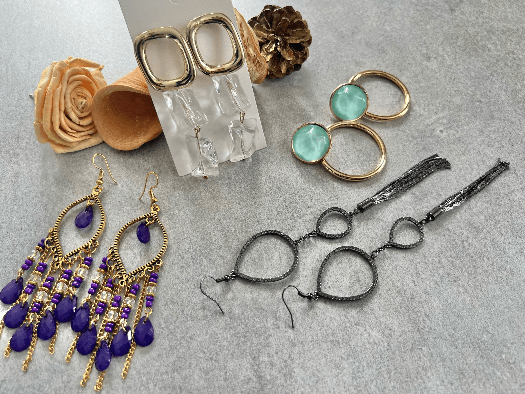 Lot SOLANGE 4 paires style bohème chic - Créations Uniques