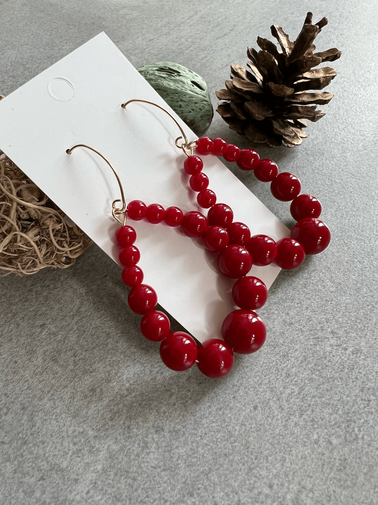 Boucles d’oreilles JANE perles bordeaux - Créations Uniques - Créations Uniques