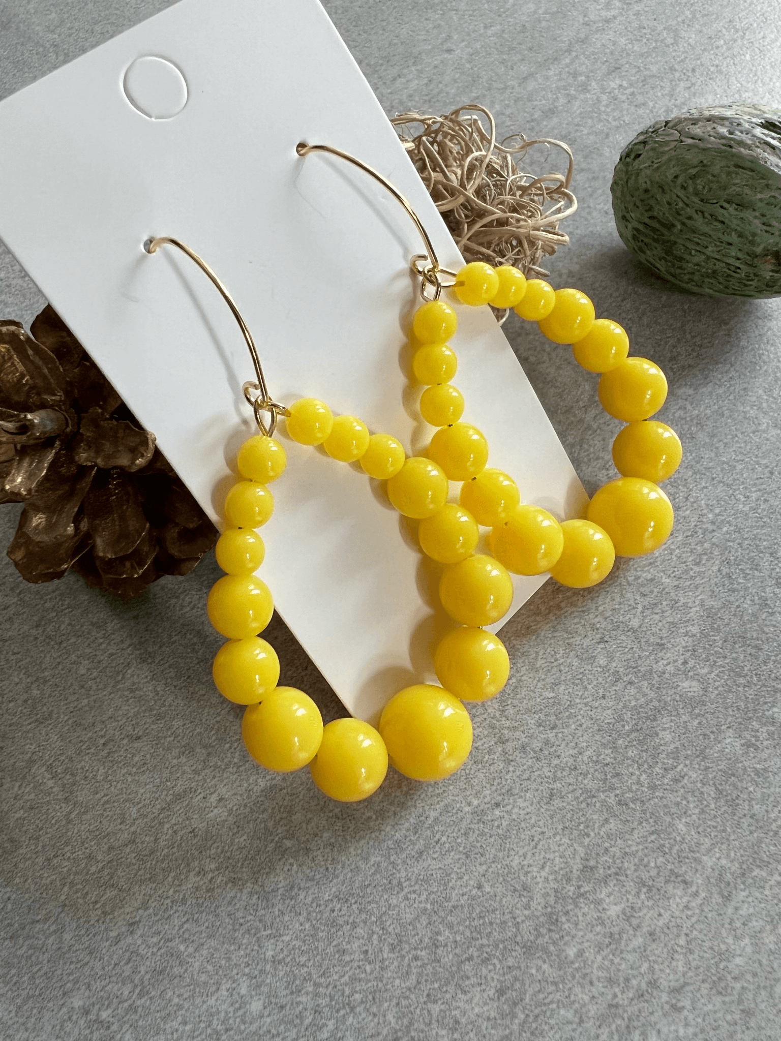 Boucles d’oreilles JANE perles jaunes - Créations Uniques - Créations Uniques