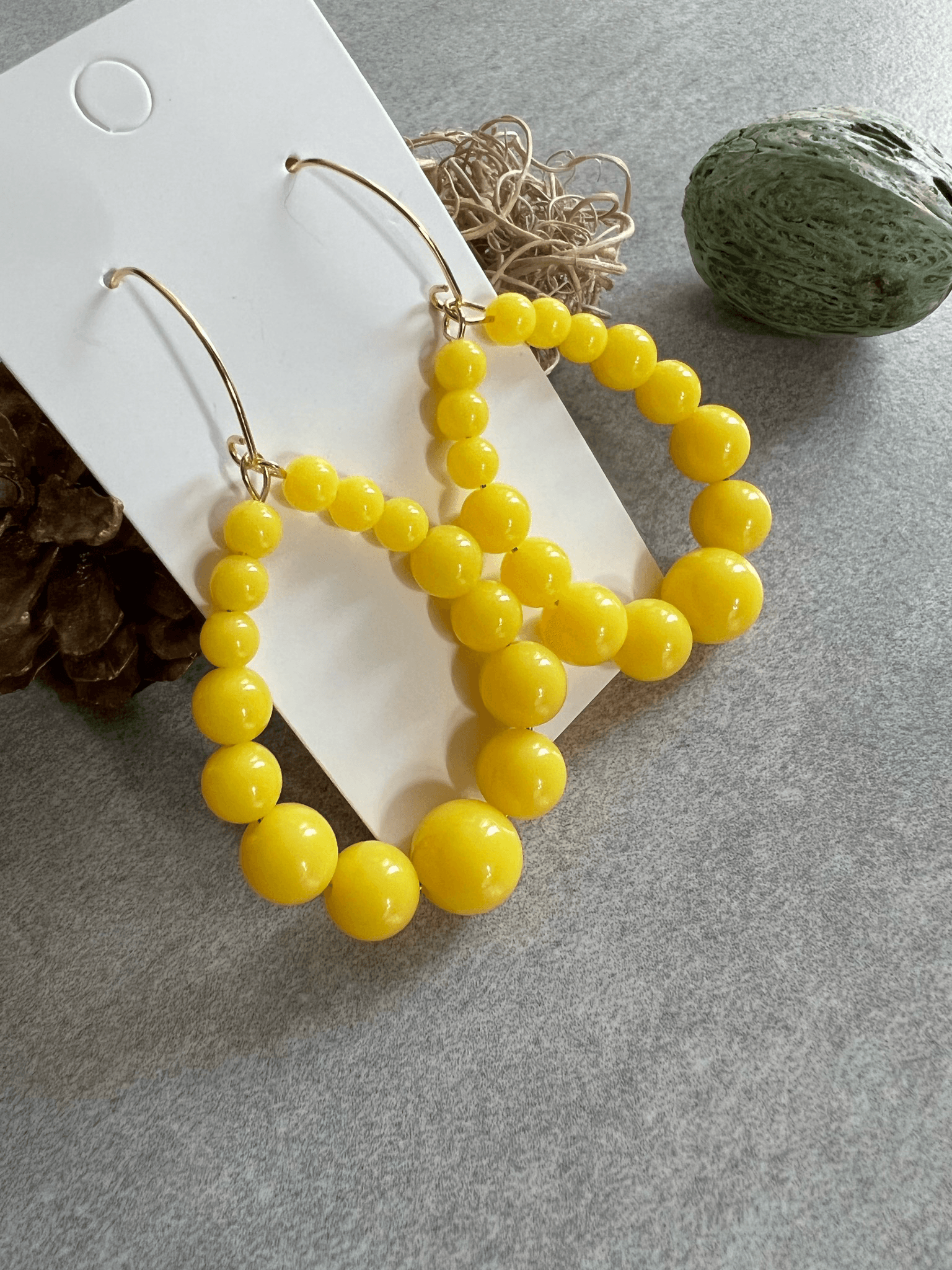 Boucles d’oreilles JANE perles jaunes - Créations Uniques - Créations Uniques