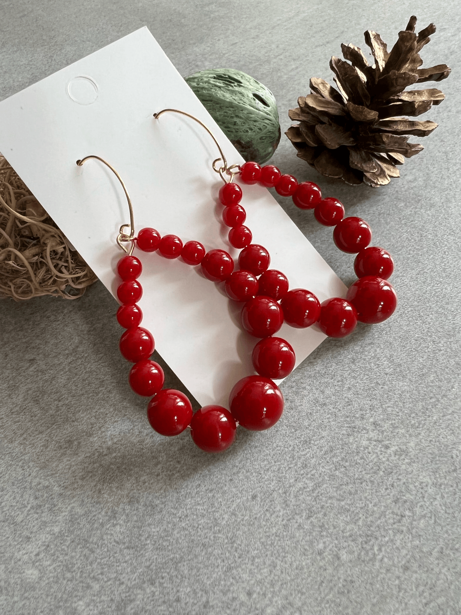 Boucles d’oreilles JANE perles bordeaux - Créations Uniques - Créations Uniques