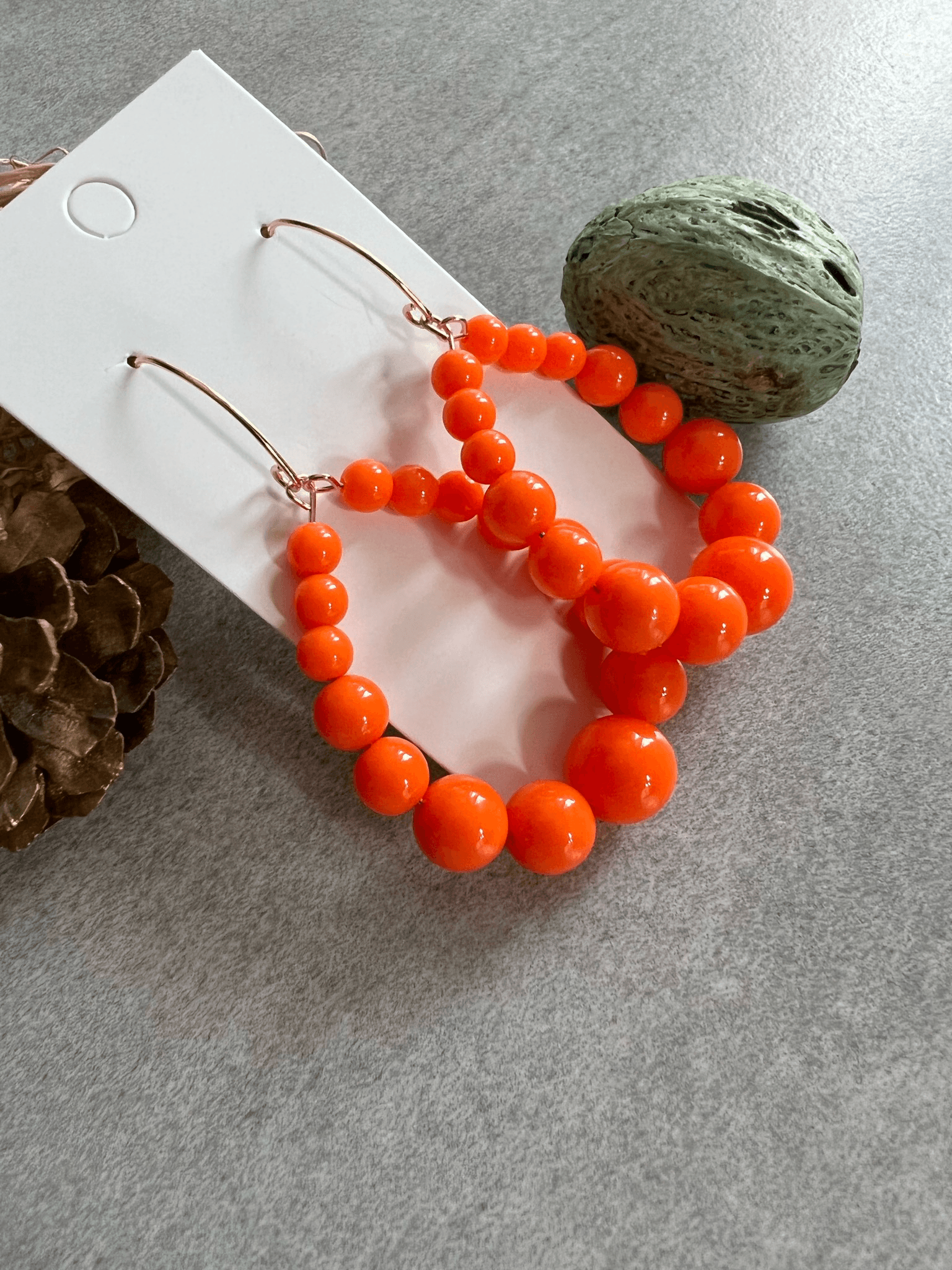 Boucles d’oreilles JANE perles oranges - Créations Uniques - Créations Uniques