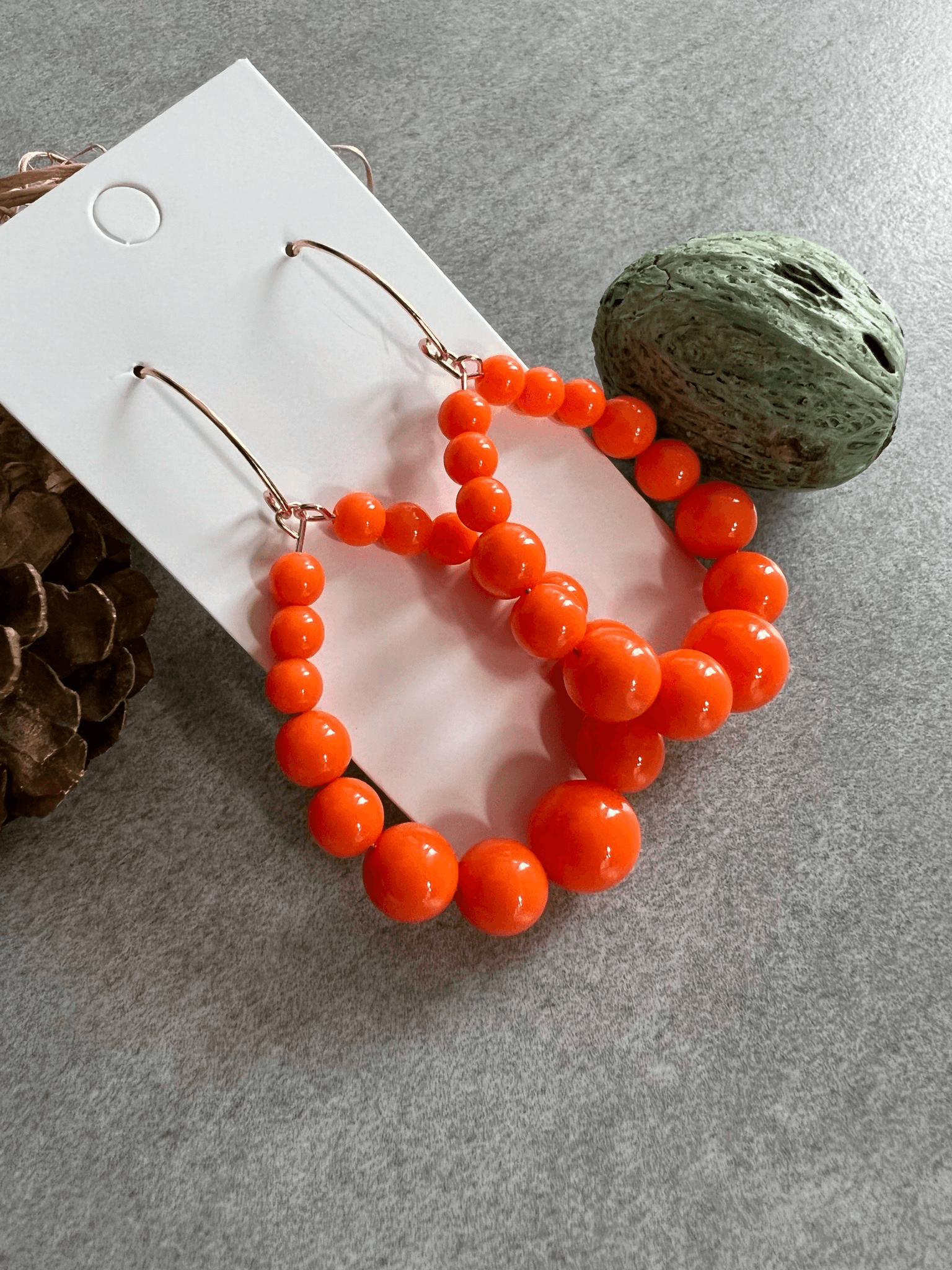 Boucles d’oreilles JANE perles oranges - Créations Uniques - Créations Uniques
