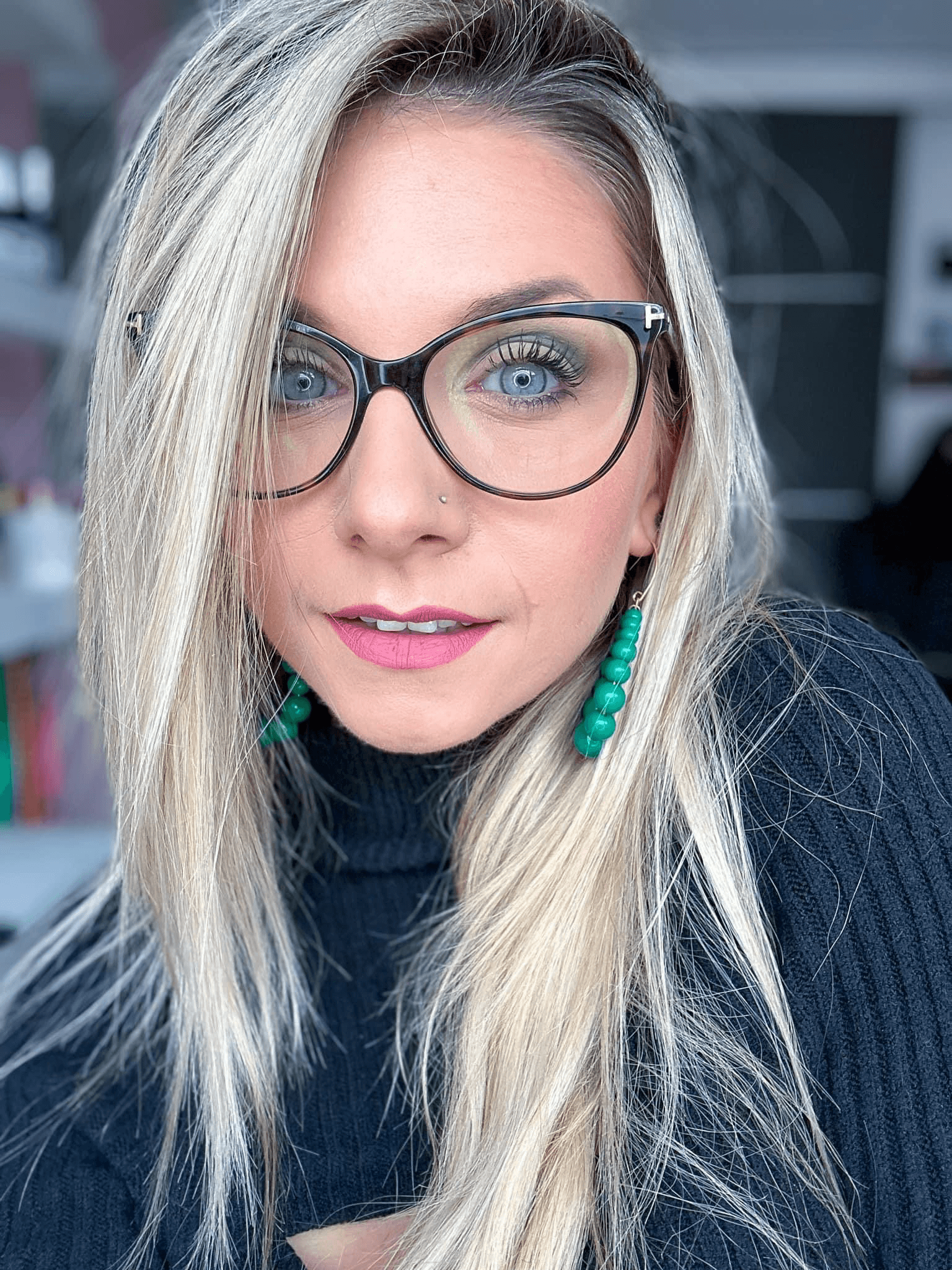 Boucles d'oreilles JANE perles vertes - Créations Uniques - Créations Uniques