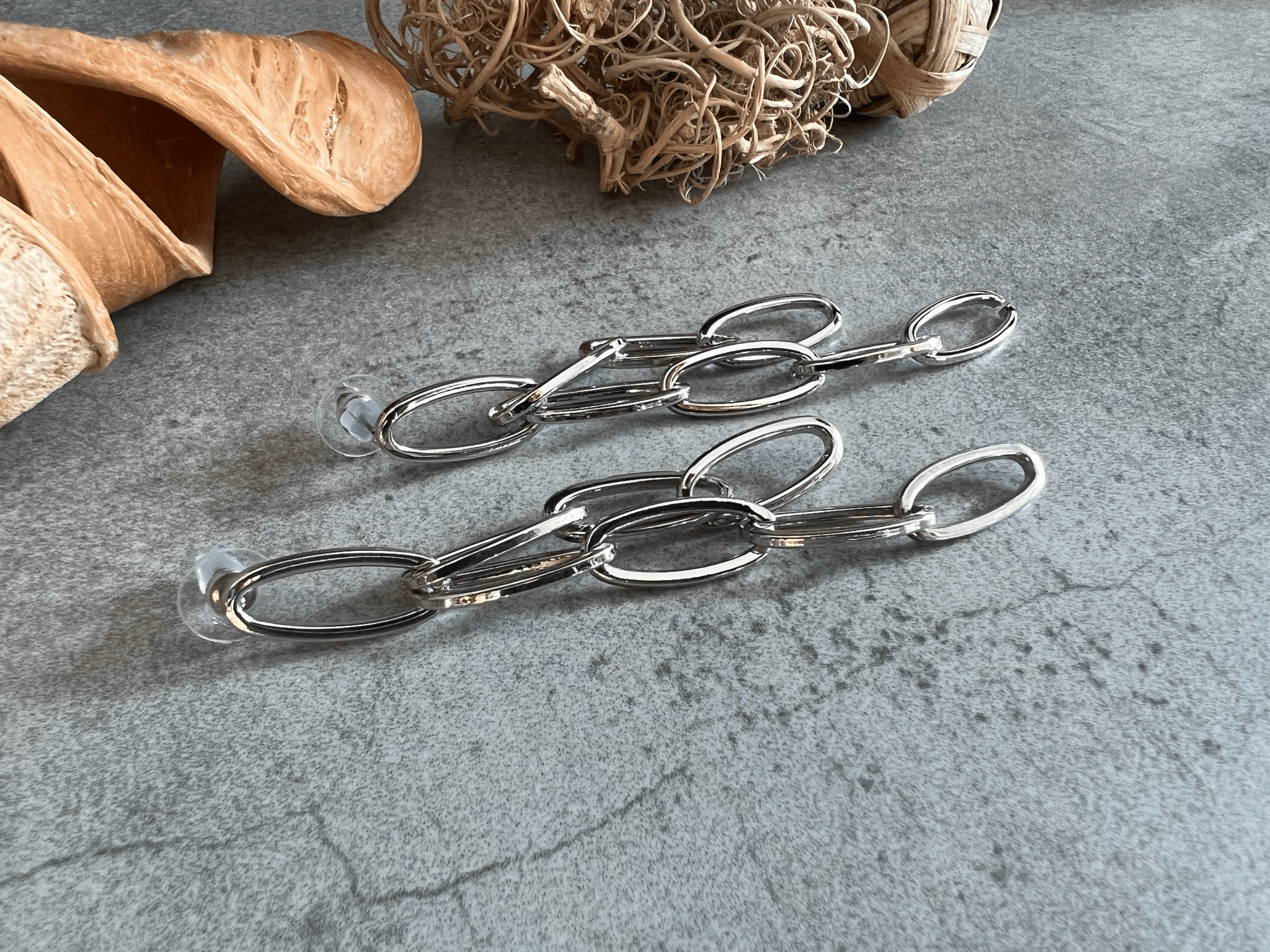 Boucles d’oreilles JOSINE maillons argentés - Créations Uniques