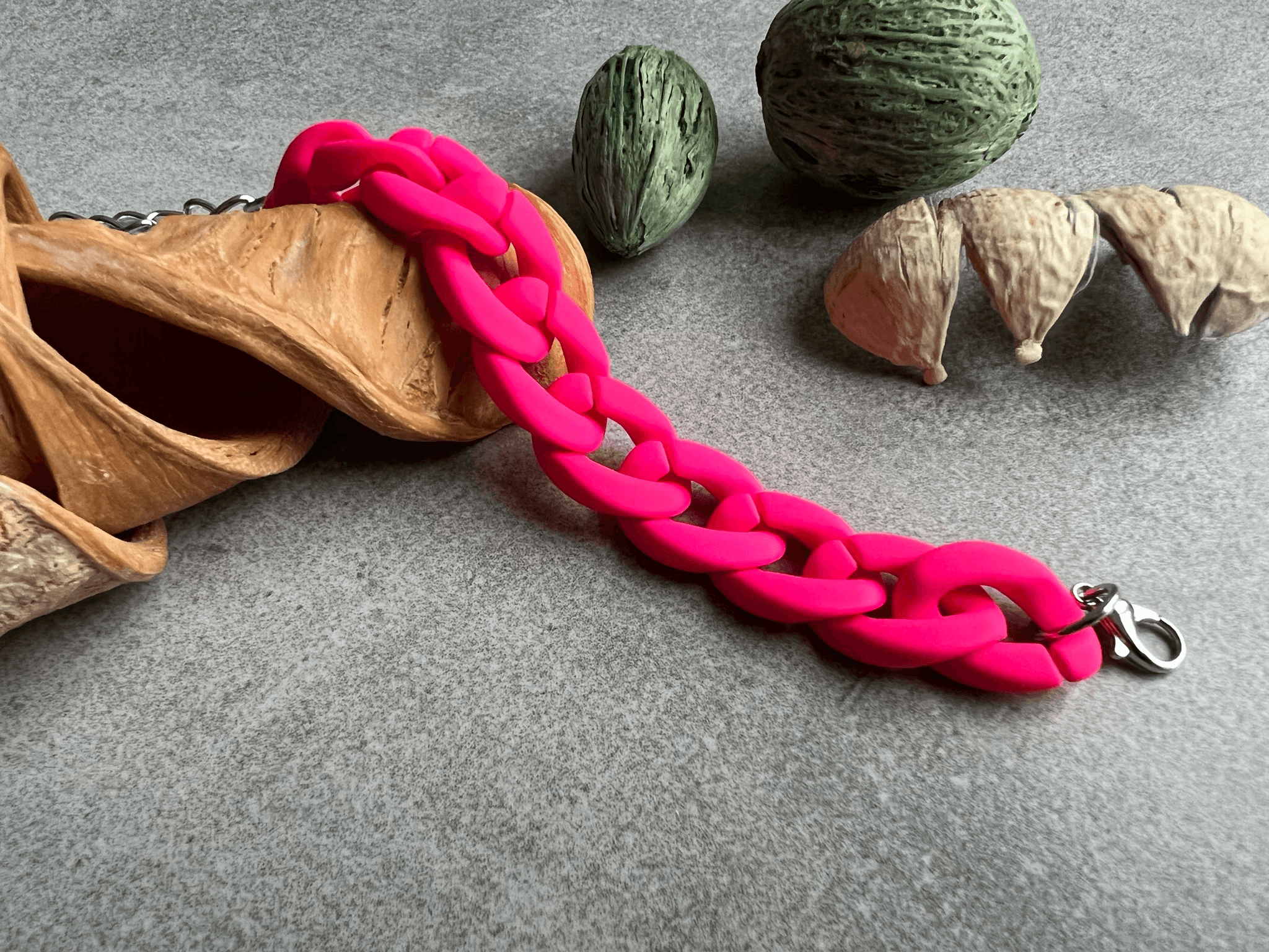 Bracelet EDDY maillons rose fluo - Créations Uniques