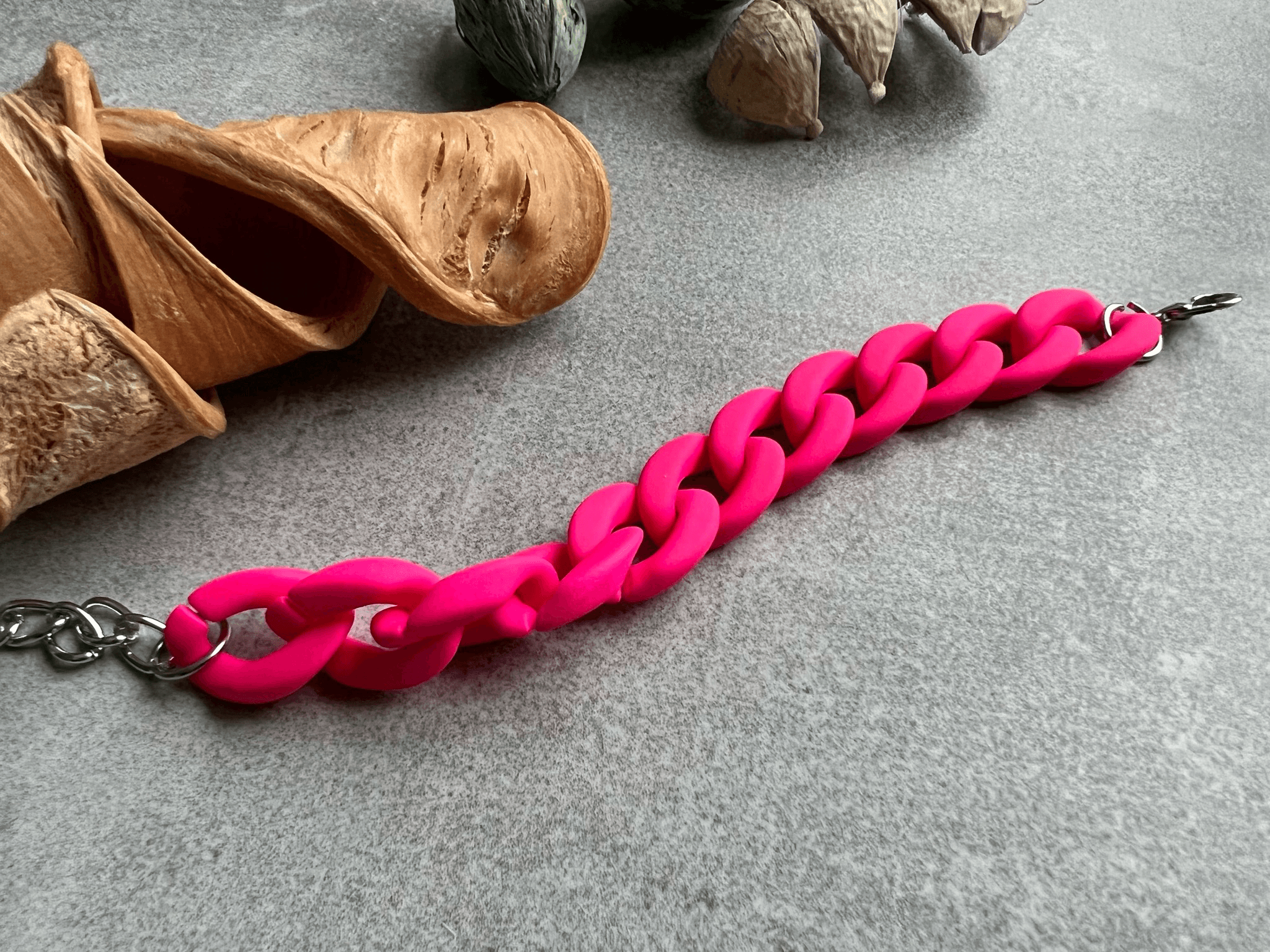 Bracelet EDDY maillons rose fluo - Créations Uniques
