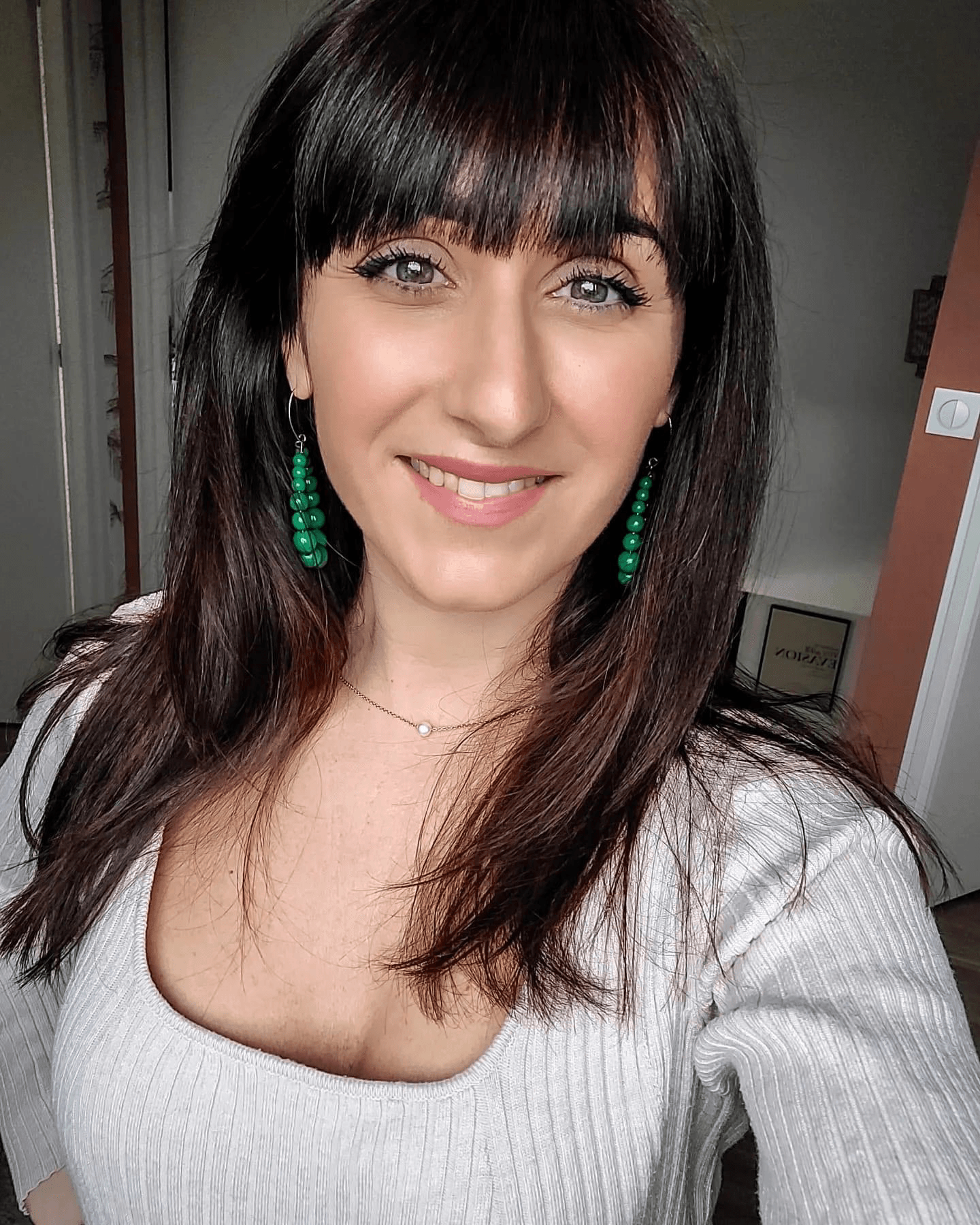 Boucles d'oreilles JANE perles vertes - Créations Uniques - Créations Uniques