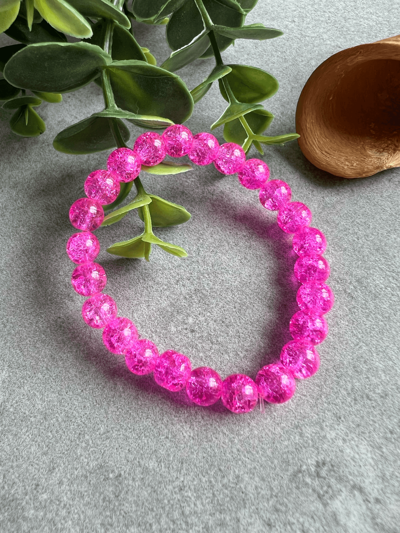 Bracelet ANNE-CELINE perles roses effet craquelé - Créations Uniques - Créations Uniques