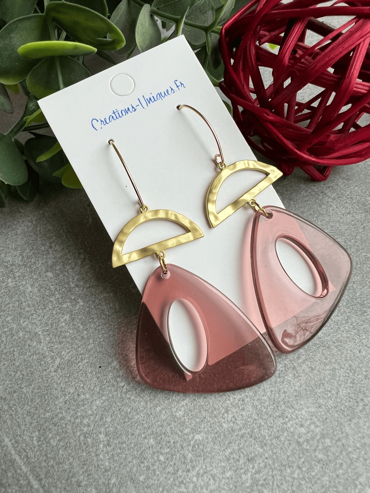 Boucles d’oreilles TALI triangles résine - Créations Uniques - Créations Uniques