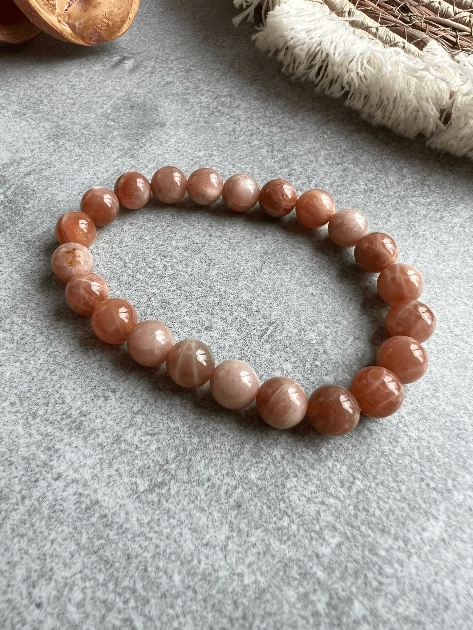 Bracelet PALAWAN - Perles minérales Pierre de lune rose. - Créations Uniques