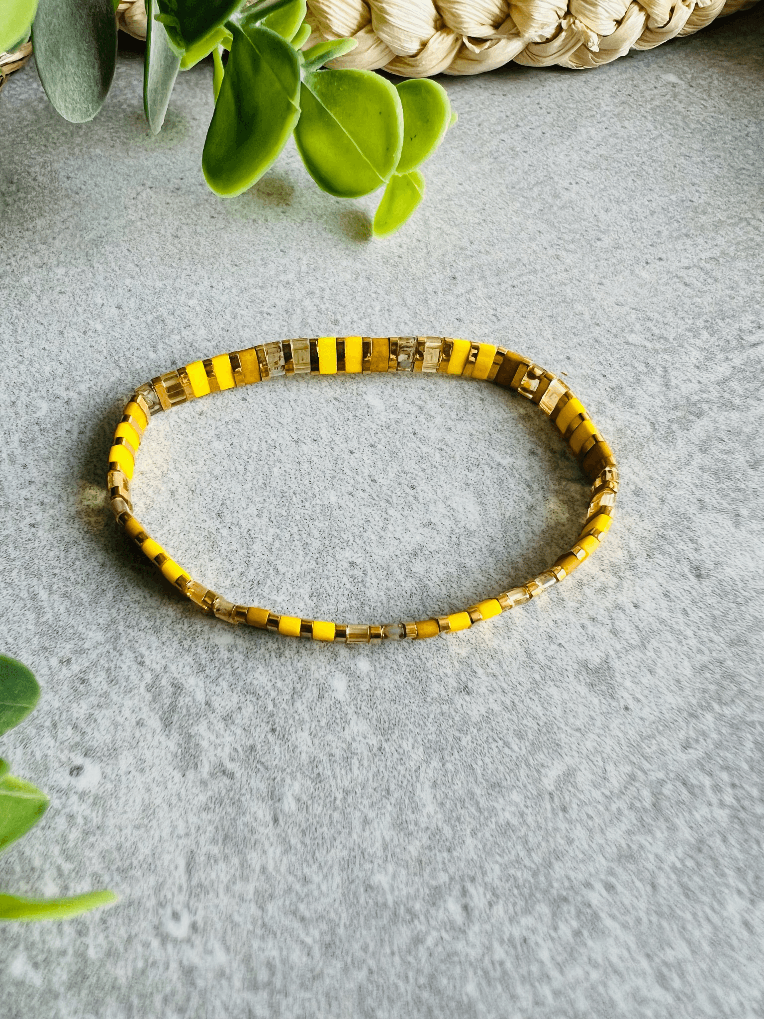 Bracelet MADRID perles jaunes inspiration soleil - Créations Uniques