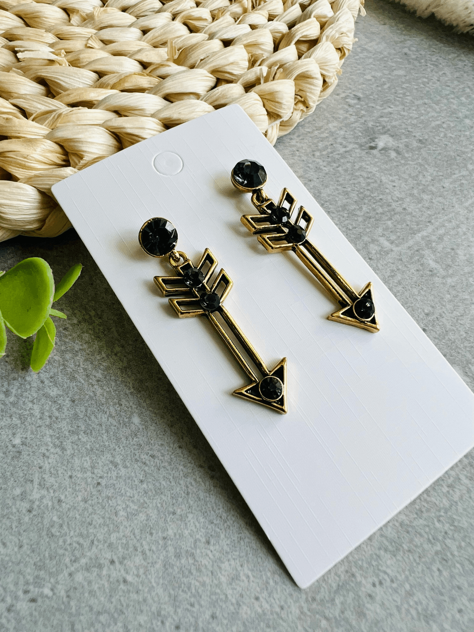 Boucles d’oreilles MARIE-JOSÉE flèches dorées brillantes - Créations Uniques