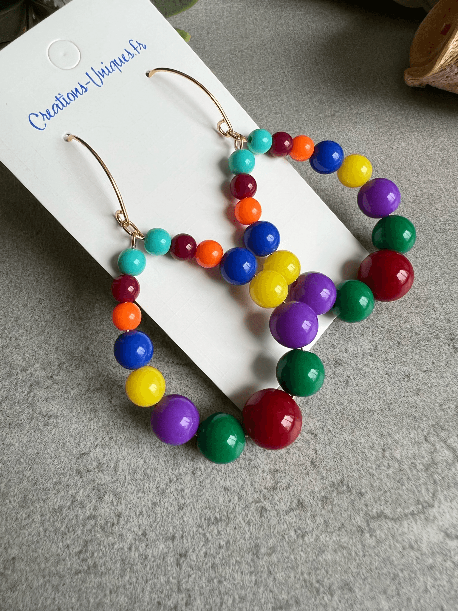 Boucles d’oreilles JANE perles multicolores - Créations Uniques - Créations Uniques