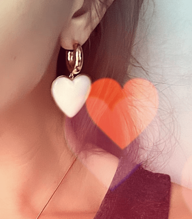 Boucles d’oreilles ADDISON Cœurs crème blanc cassé - Créations Uniques