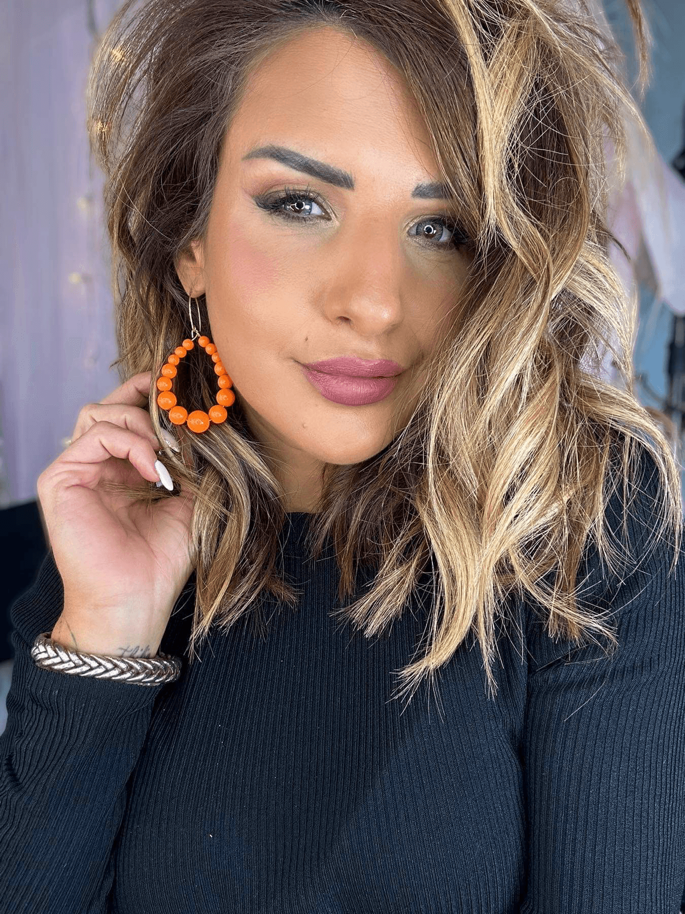 Boucles d’oreilles JANE perles oranges - Créations Uniques - Créations Uniques