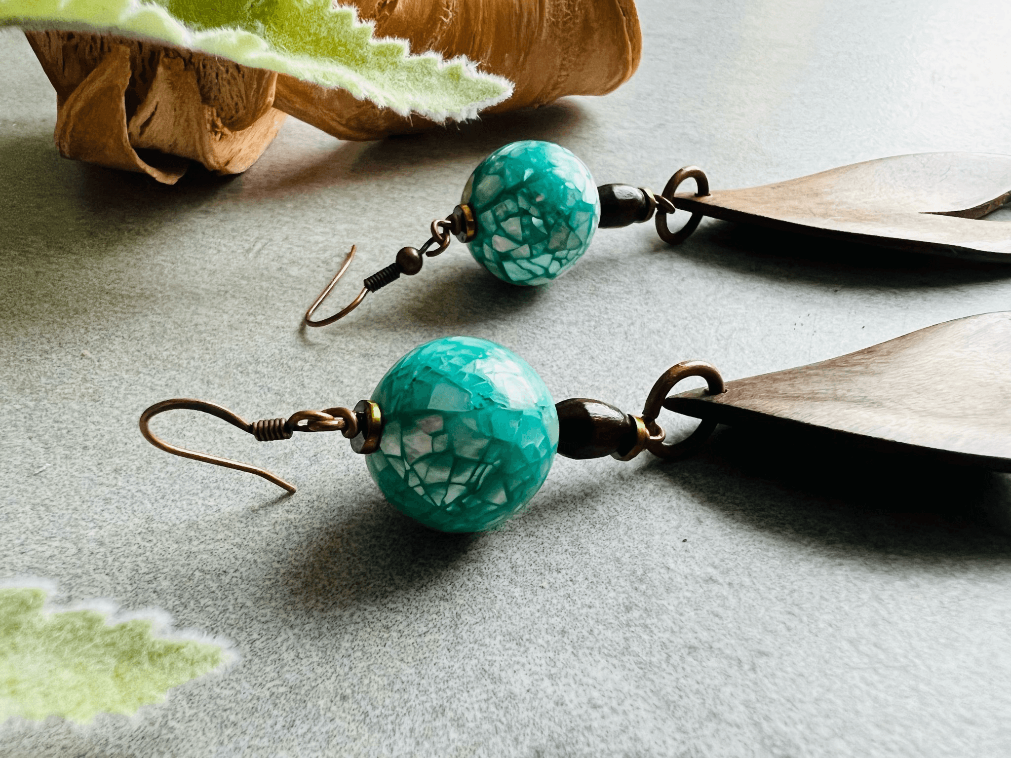 Boucles d’oreilles LIZENN style bohème turquoise - Créations Uniques