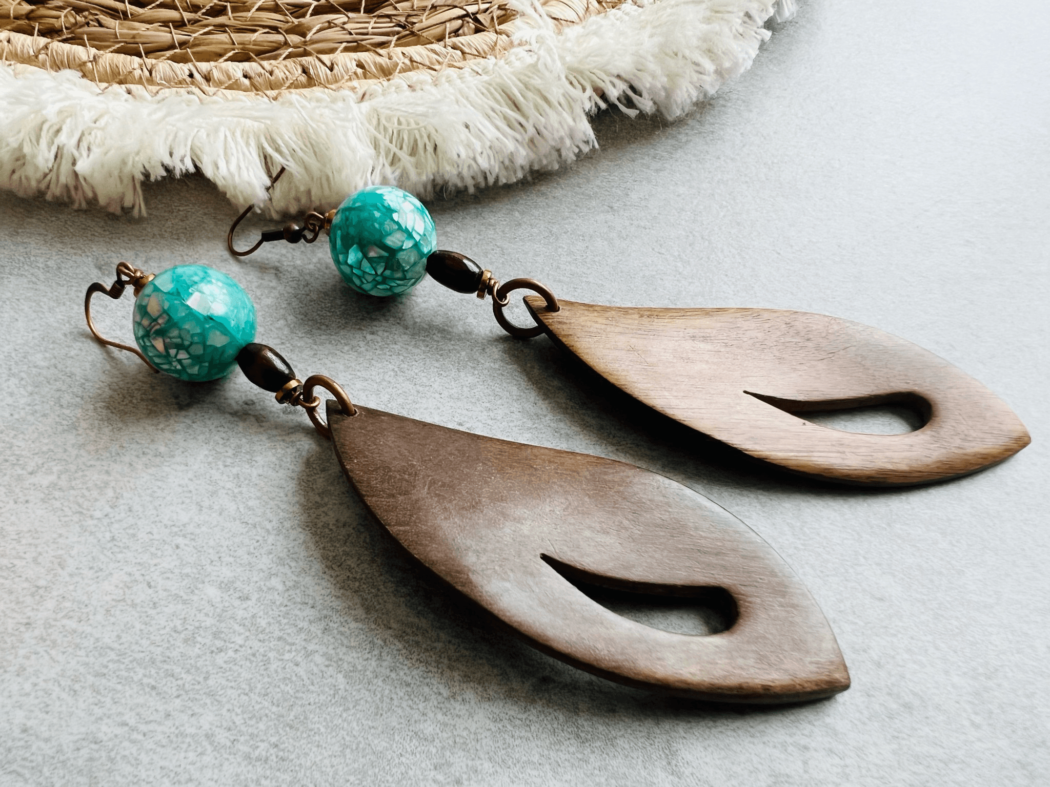 Boucles d’oreilles LIZENN style bohème turquoise - Créations Uniques