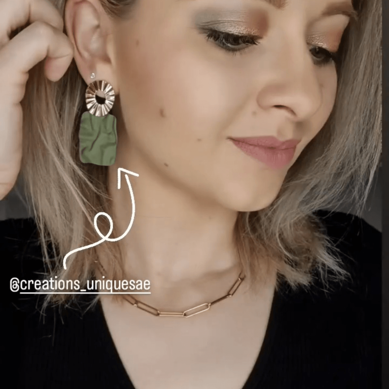 Boucles d’oreilles rectangles kaki DAPHNÉ - Créations Uniques