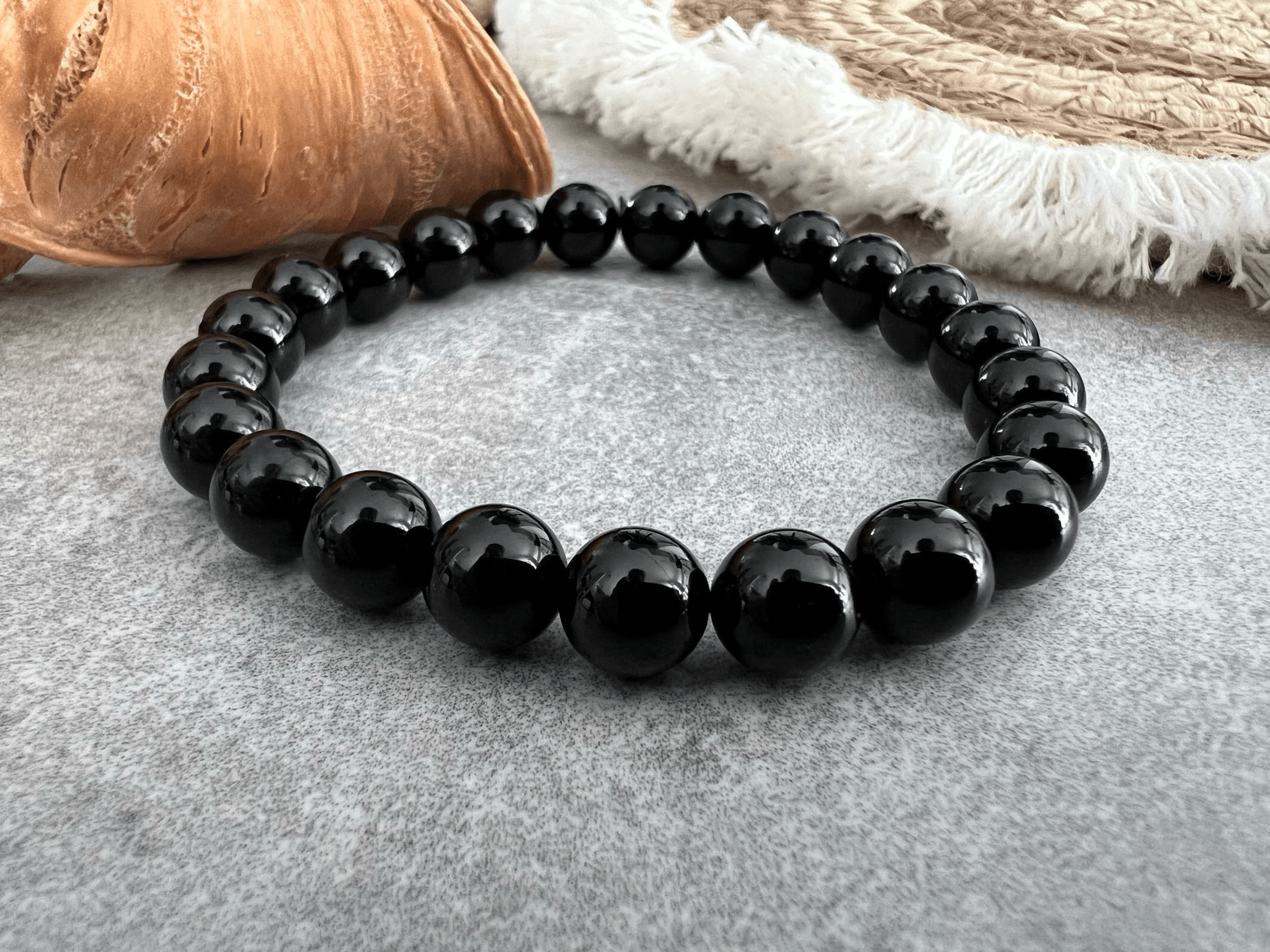 Bracelet ARABIE - perles minérales Tourmaline noire - Créations Uniques