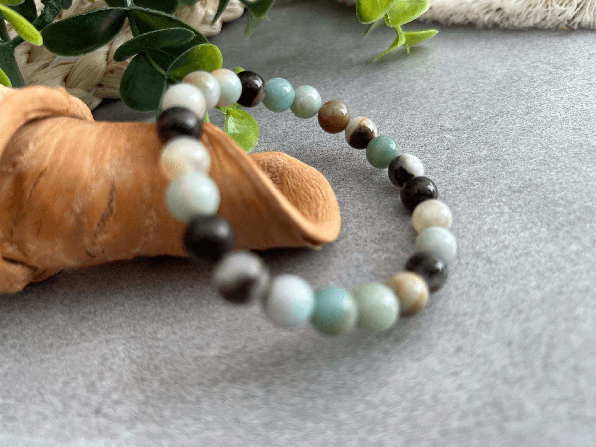 Bracelet PALERME - perles minérales Amazonite - Créations Uniques