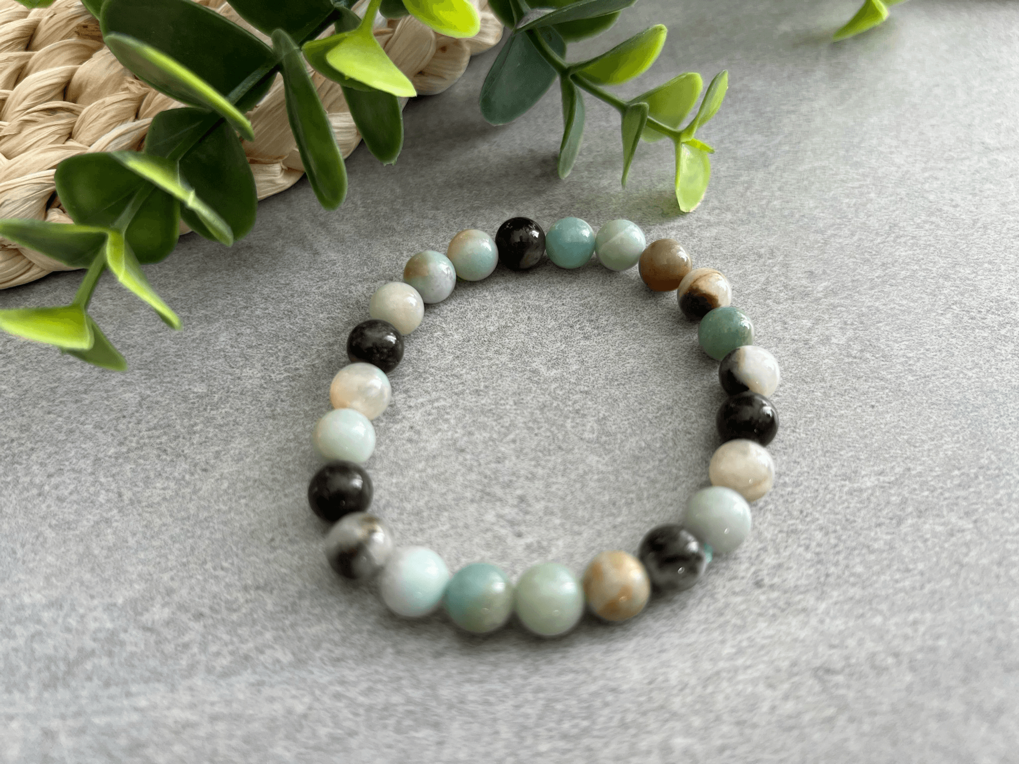 Bracelet PALERME - perles minérales Amazonite - Créations Uniques