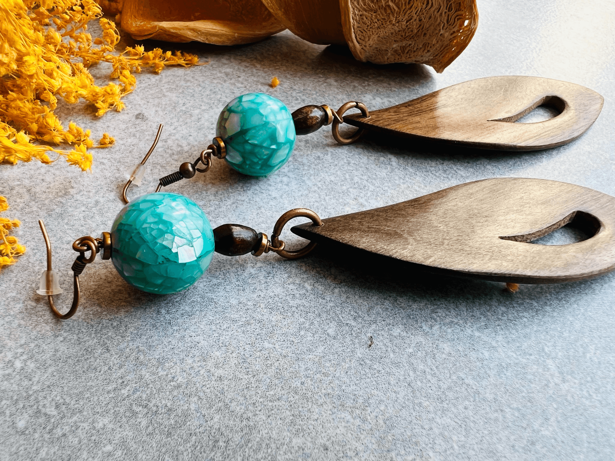 Boucles d’oreilles LIZENN style bohème turquoise - Créations Uniques