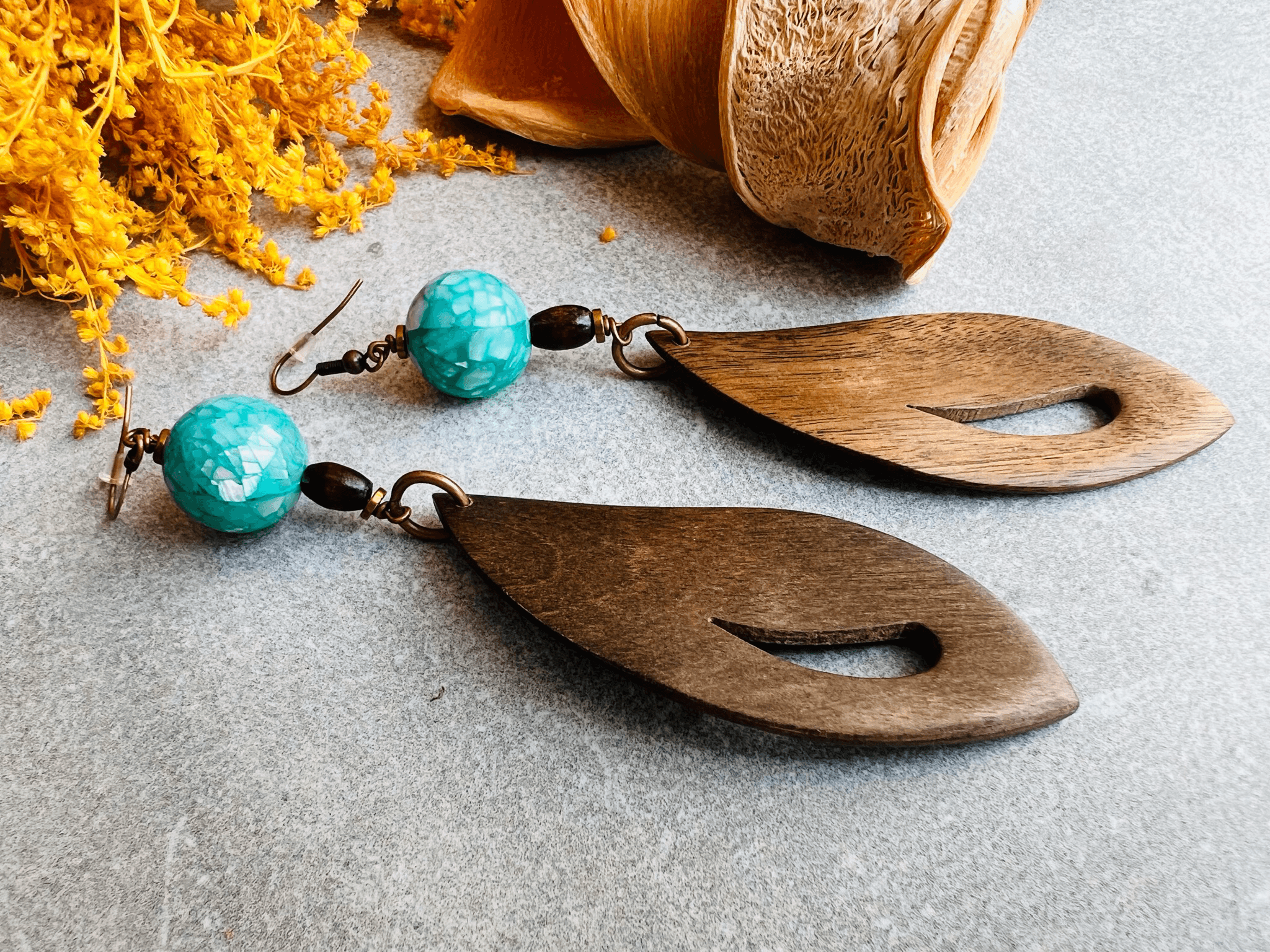 Boucles d’oreilles LIZENN style bohème turquoise - Créations Uniques
