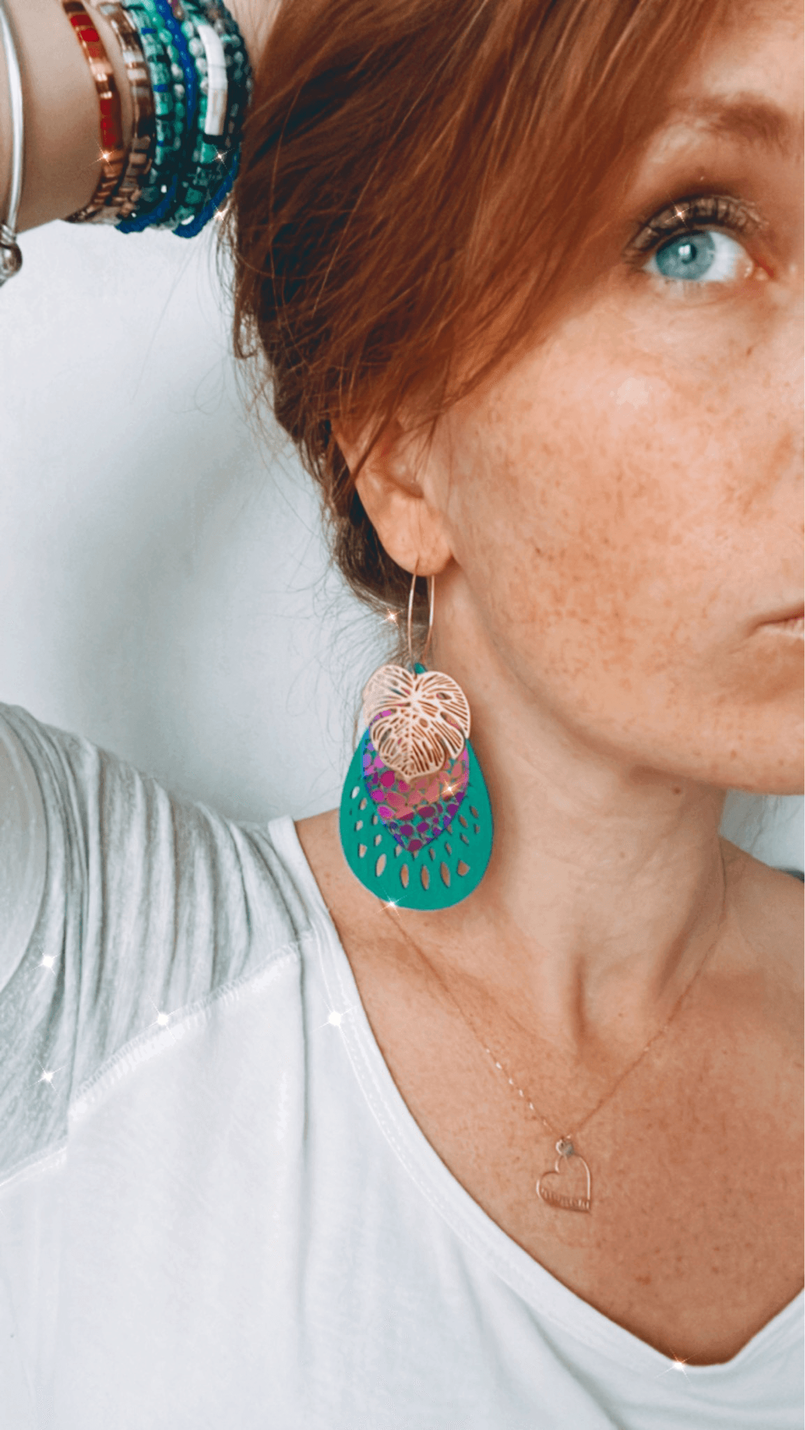 Boucles d’oreilles MARGOT gouttes bois vertes - Créations Uniques - Créations Uniques