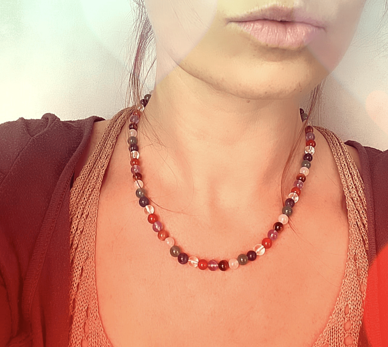 Collier 7 CHAKRAS ras de cou perles minérales. - Créations Uniques