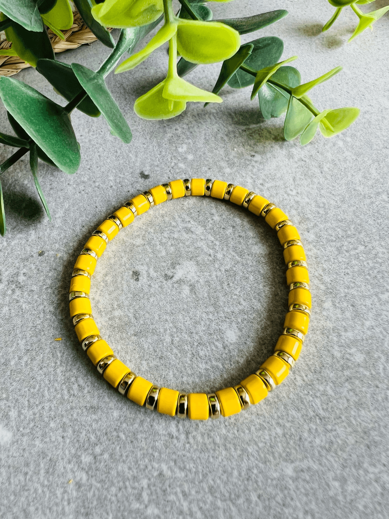 Bracelet CALVI perles jaunes - Créations Uniques