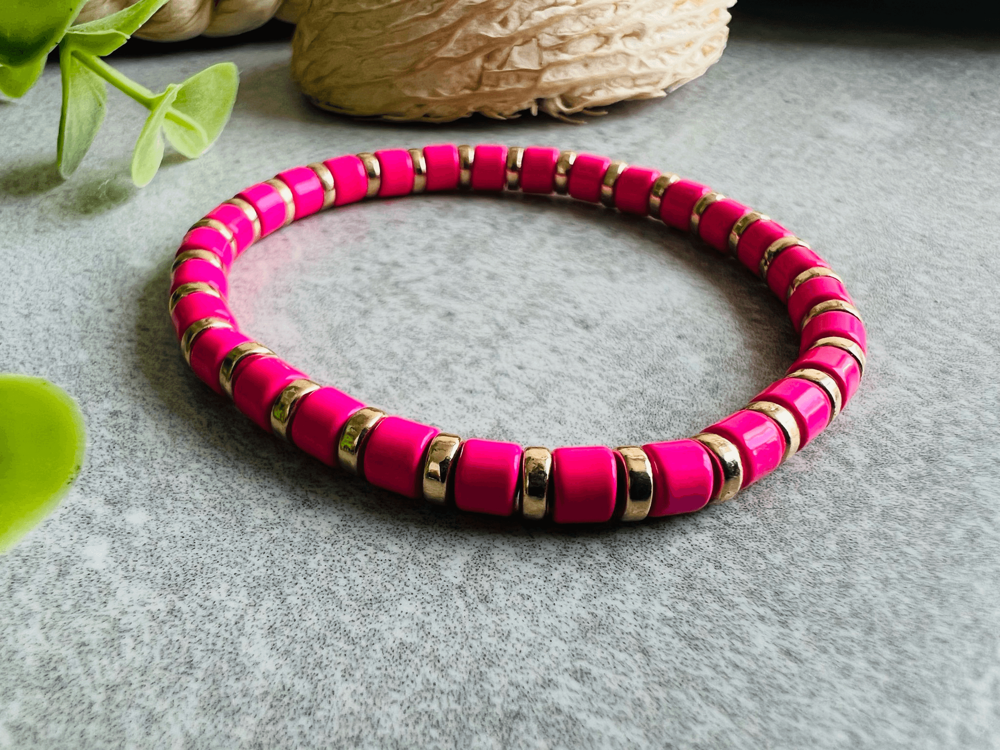 Bracelet CALVI perles roses - Créations Uniques