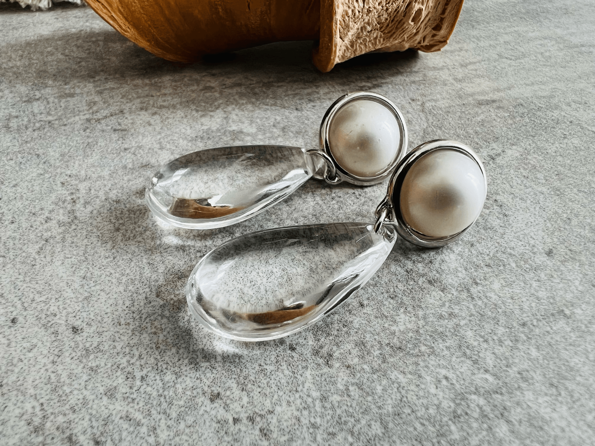 Boucles d’oreilles TALLULAH gouttes transparentes - Créations Uniques