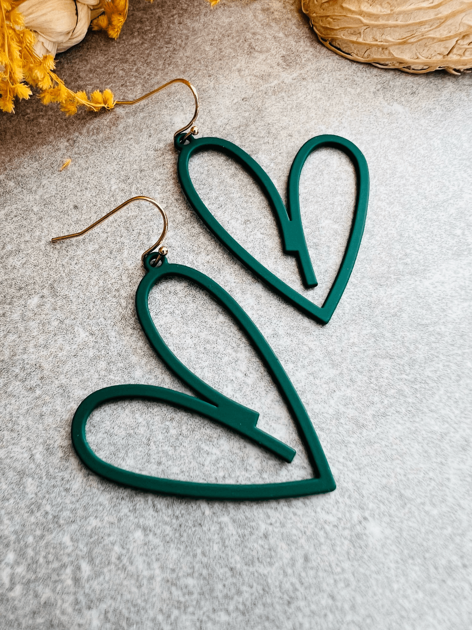 Boucles d’oreilles CAROLINA cœurs verts - Créations Uniques