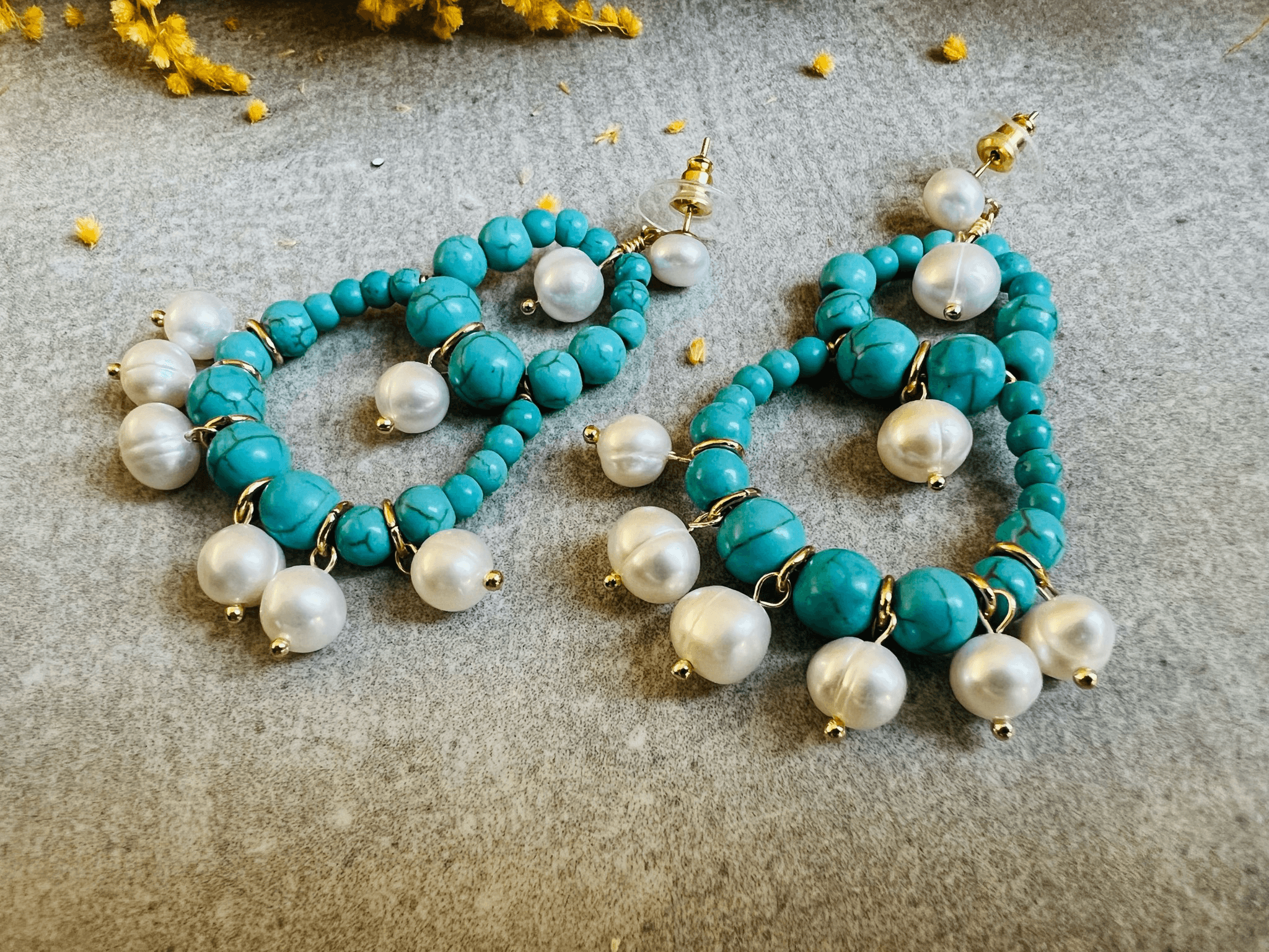 Boucles d’oreilles SORENE perles bleues - Créations Uniques