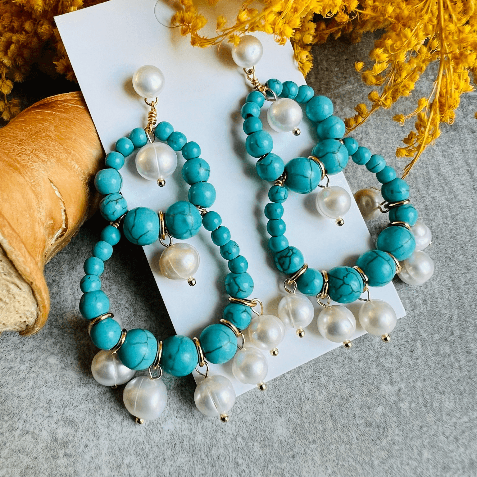 Boucles d’oreilles SORENE perles bleues - Créations Uniques
