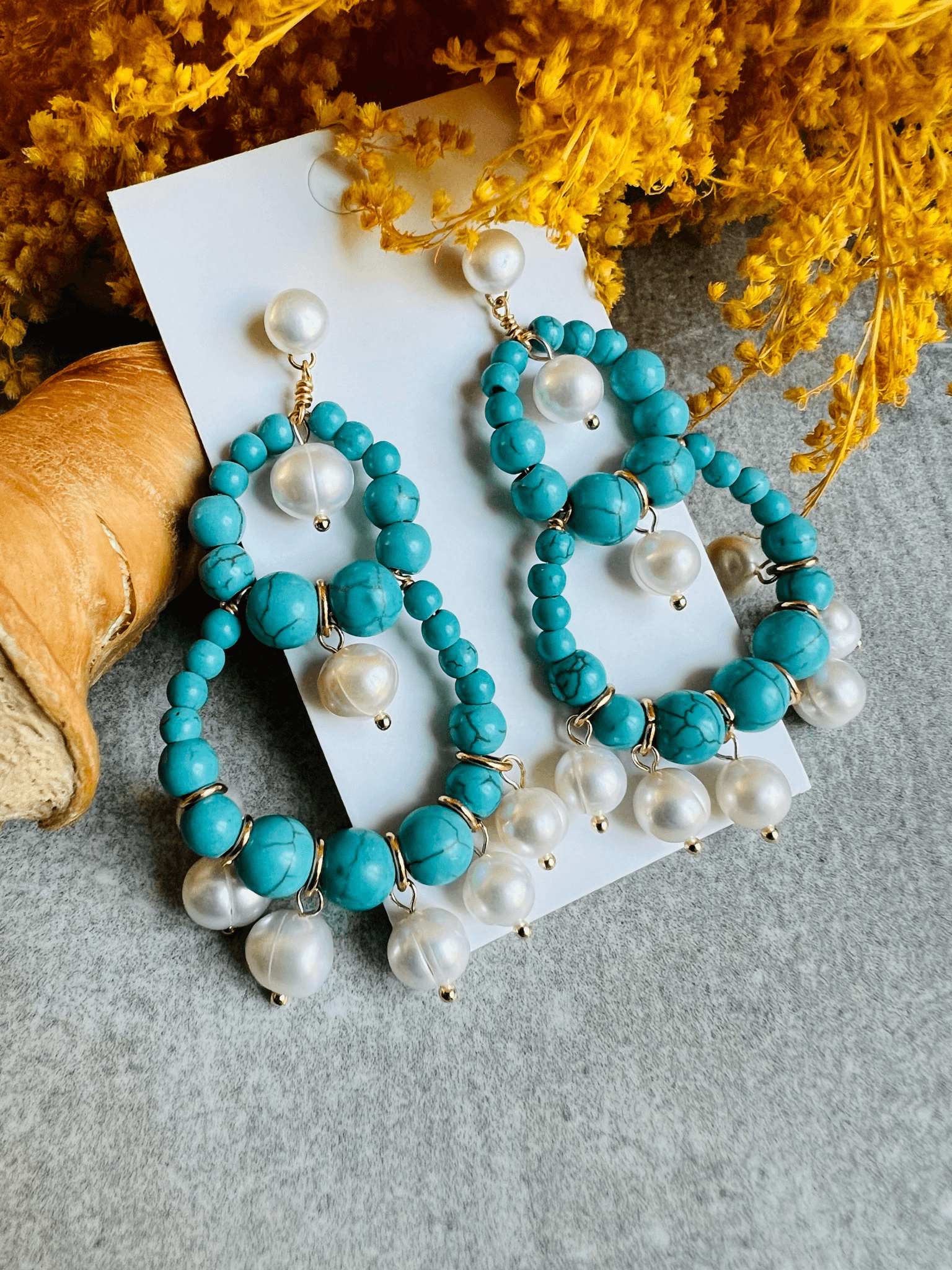 Boucles d’oreilles SORENE perles bleues - Créations Uniques