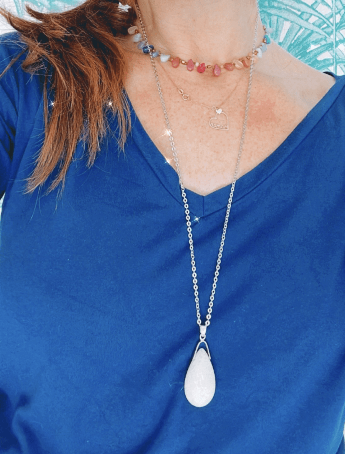 Collier Pierre de lune bleutée - Créations Uniques - Créations Uniques