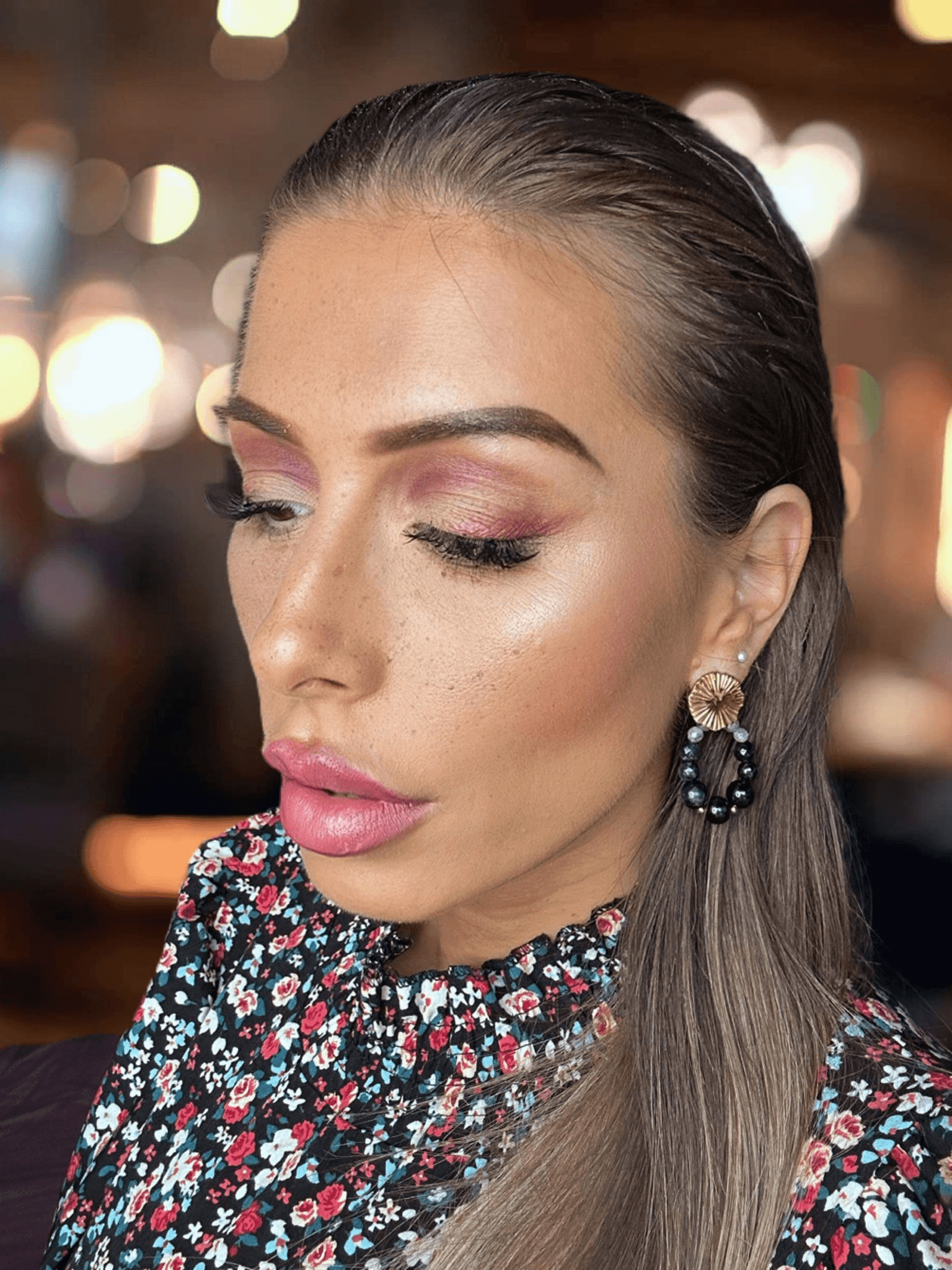 Boucles d’oreilles CANDY gouttes perles noires clous dorés - Créations Uniques