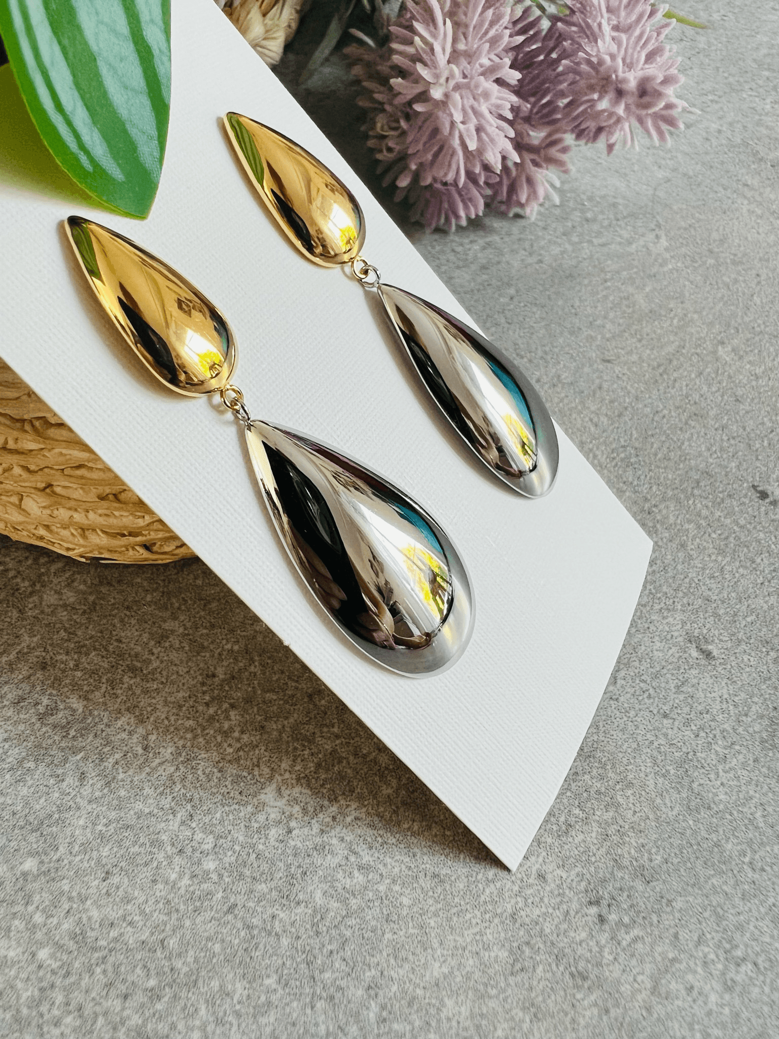 Boucles d’oreilles ELLINE larmes argentées - Créations Uniques