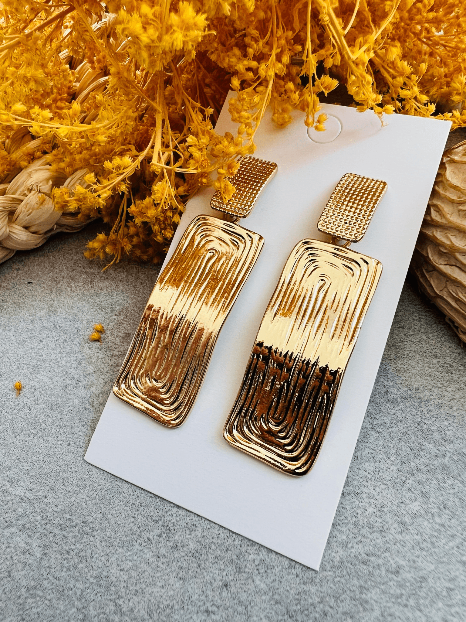 Boucles d’oreilles JANISSE rectangles dorés - Créations Uniques