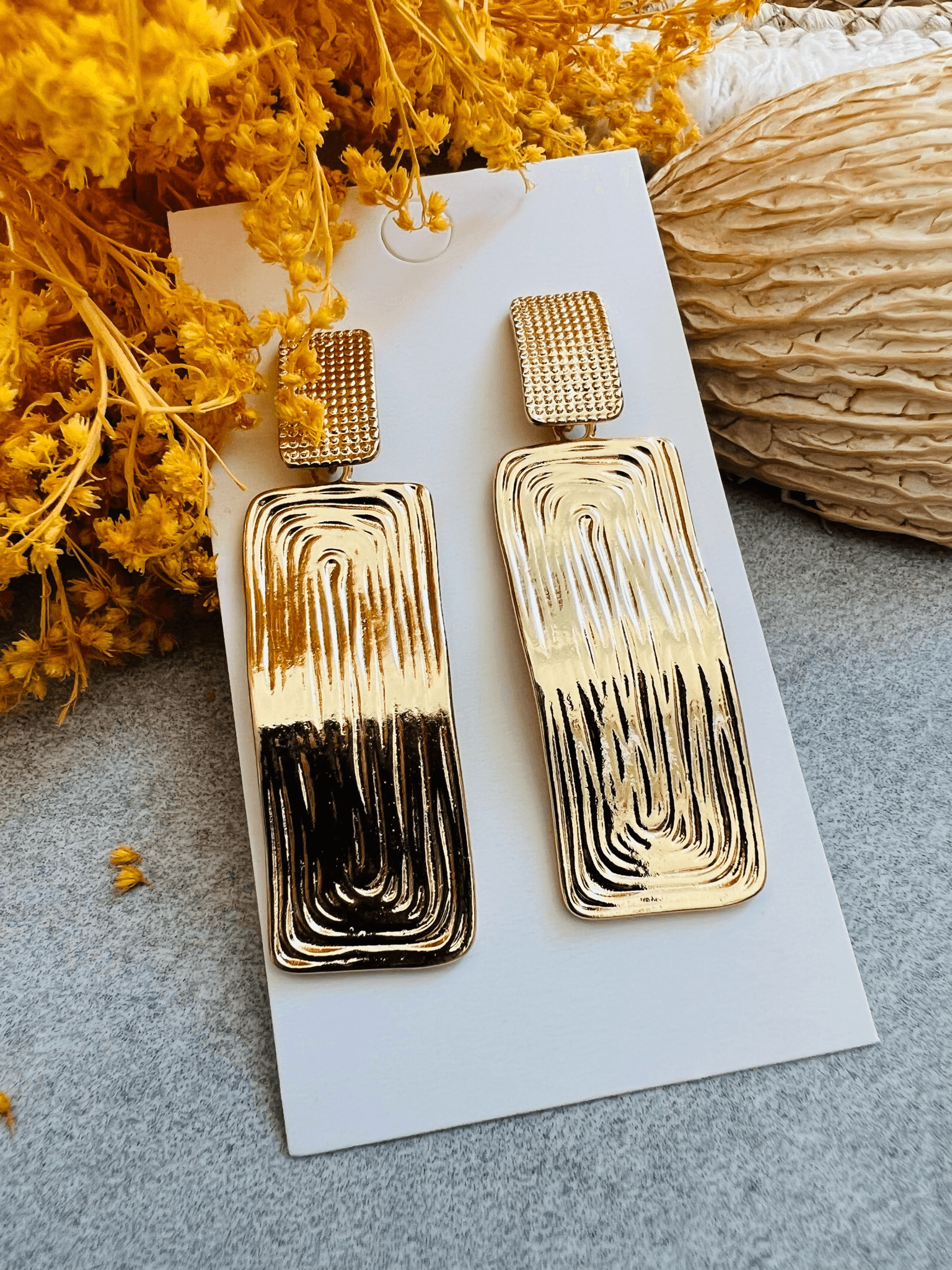 Boucles d’oreilles JANISSE rectangles dorés - Créations Uniques