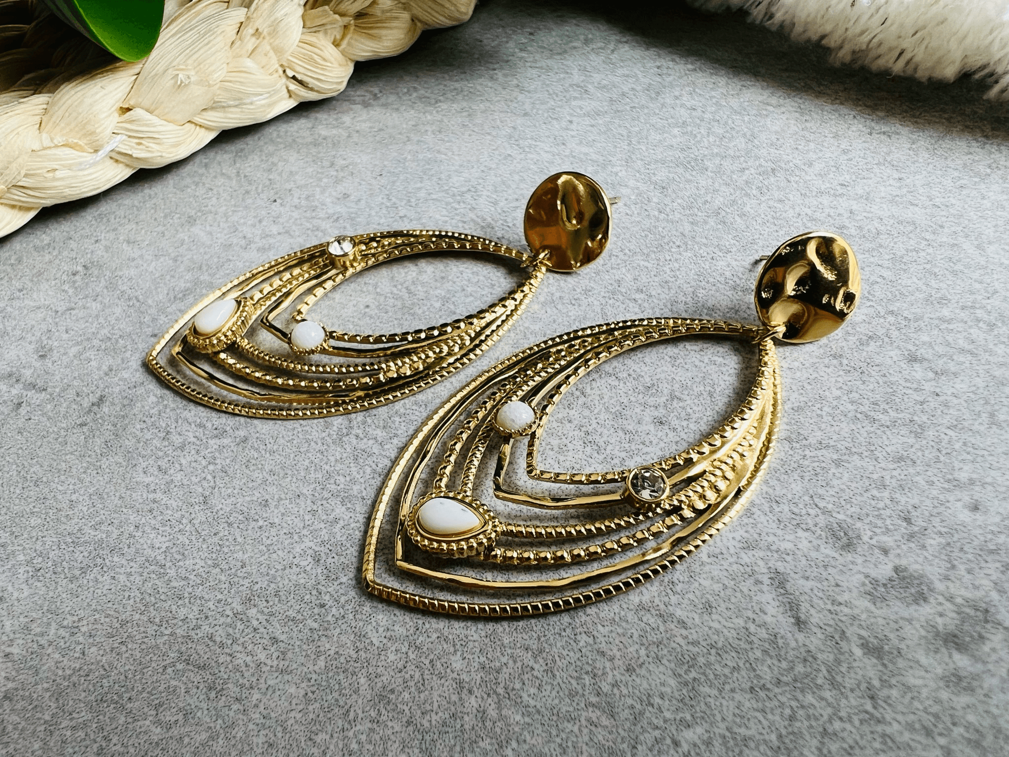 Boucles d’oreilles JOANNA gouttes dorées, bohème chic - Créations Uniques