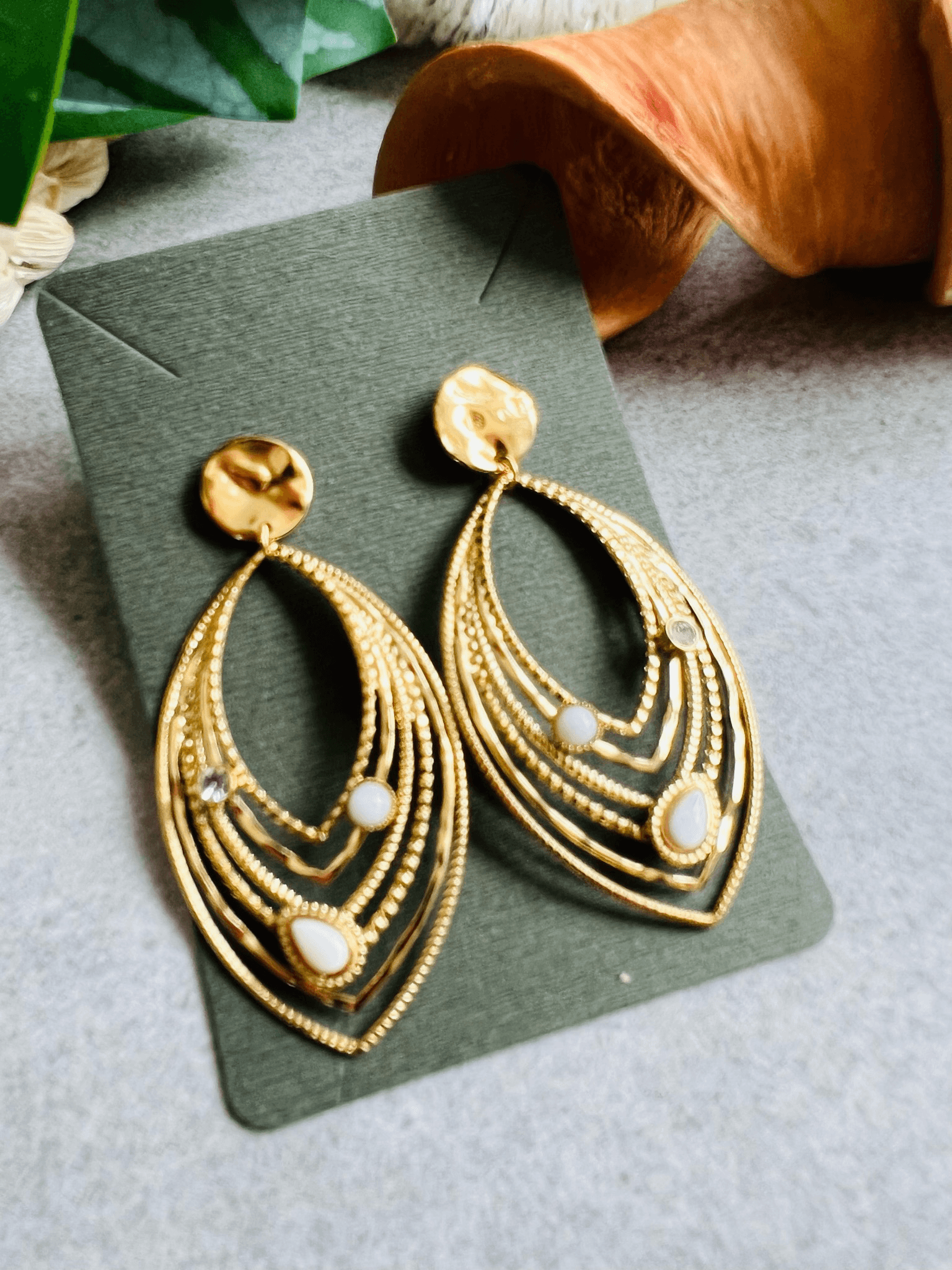 Boucles d’oreilles JOANNA gouttes dorées, bohème chic - Créations Uniques