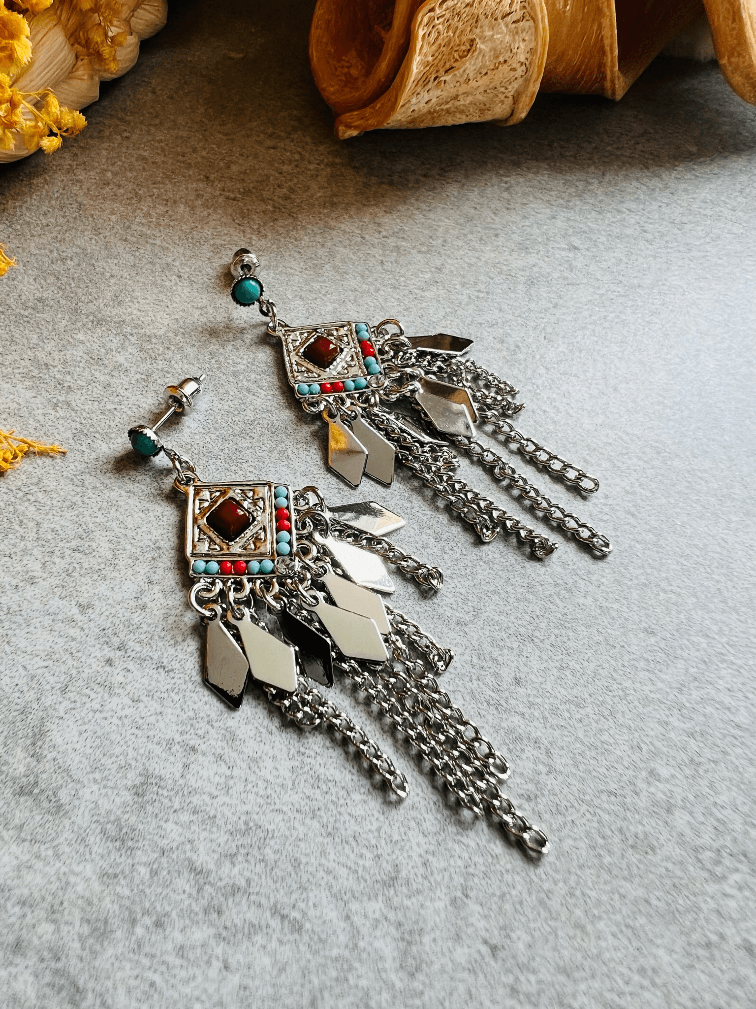 Boucles d’oreilles GHISLAINE style bohème argenté - Créations Uniques