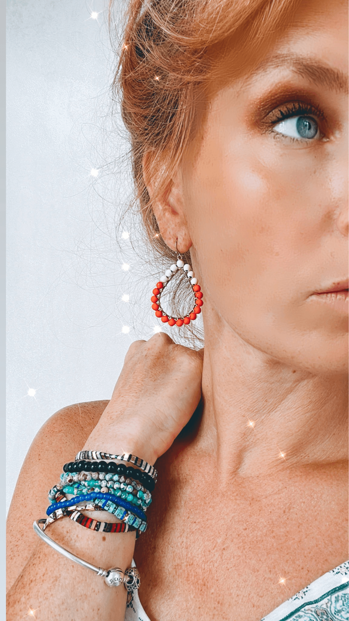 Boucles d’oreilles gouttes YELINA perles oranges et beiges - Créations Uniques - Créations Uniques